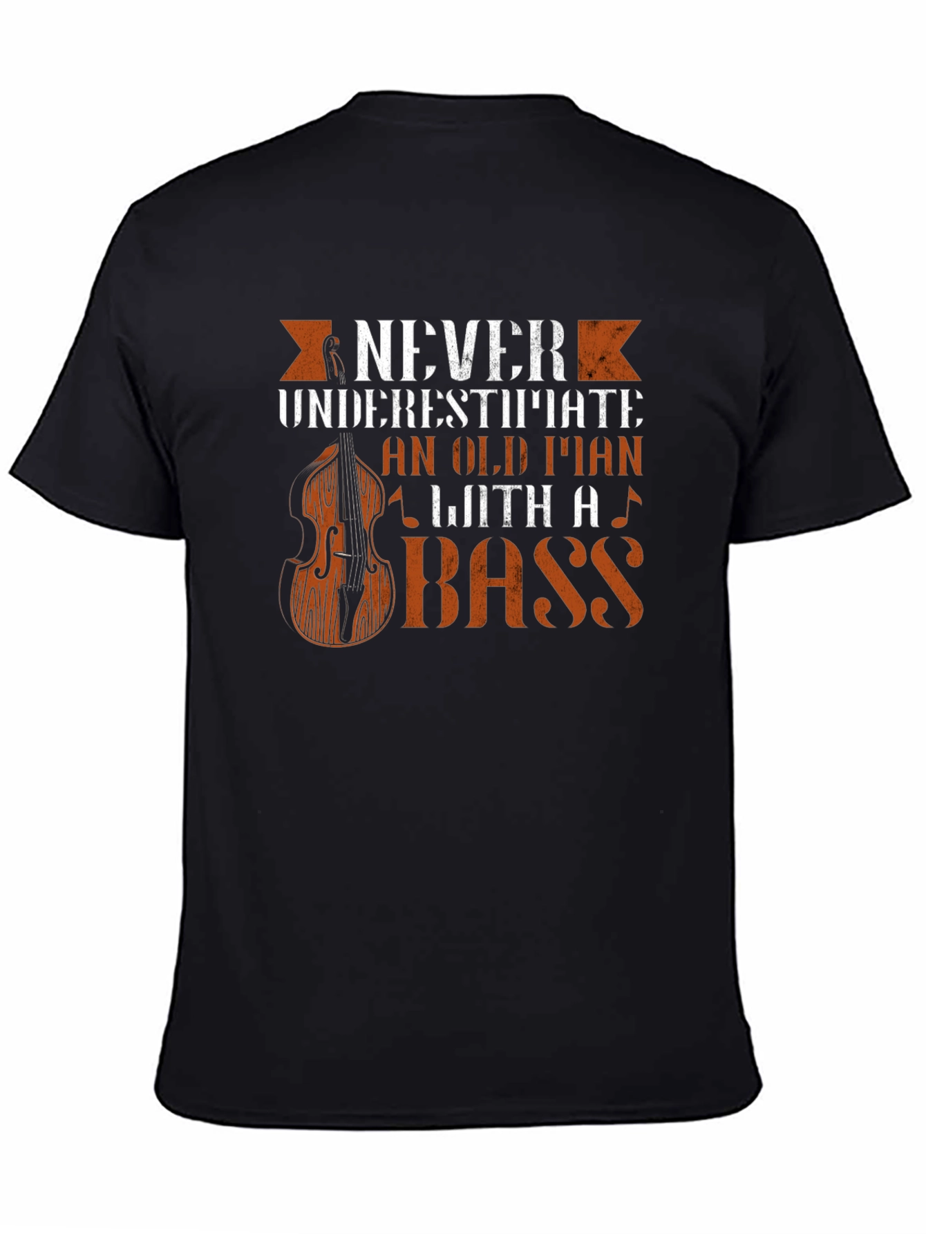 Black Never Underestimate Old Man Bass Guitar T-Shirt view 4