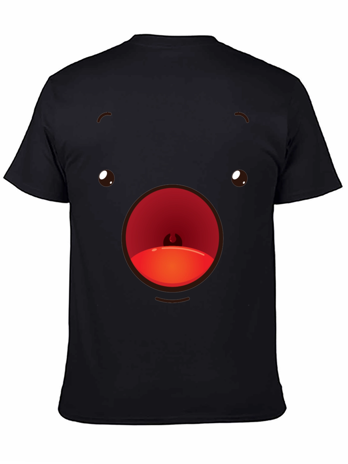Black Funny Face T-Shirt Black Crew Neck Soft Cotton view 4