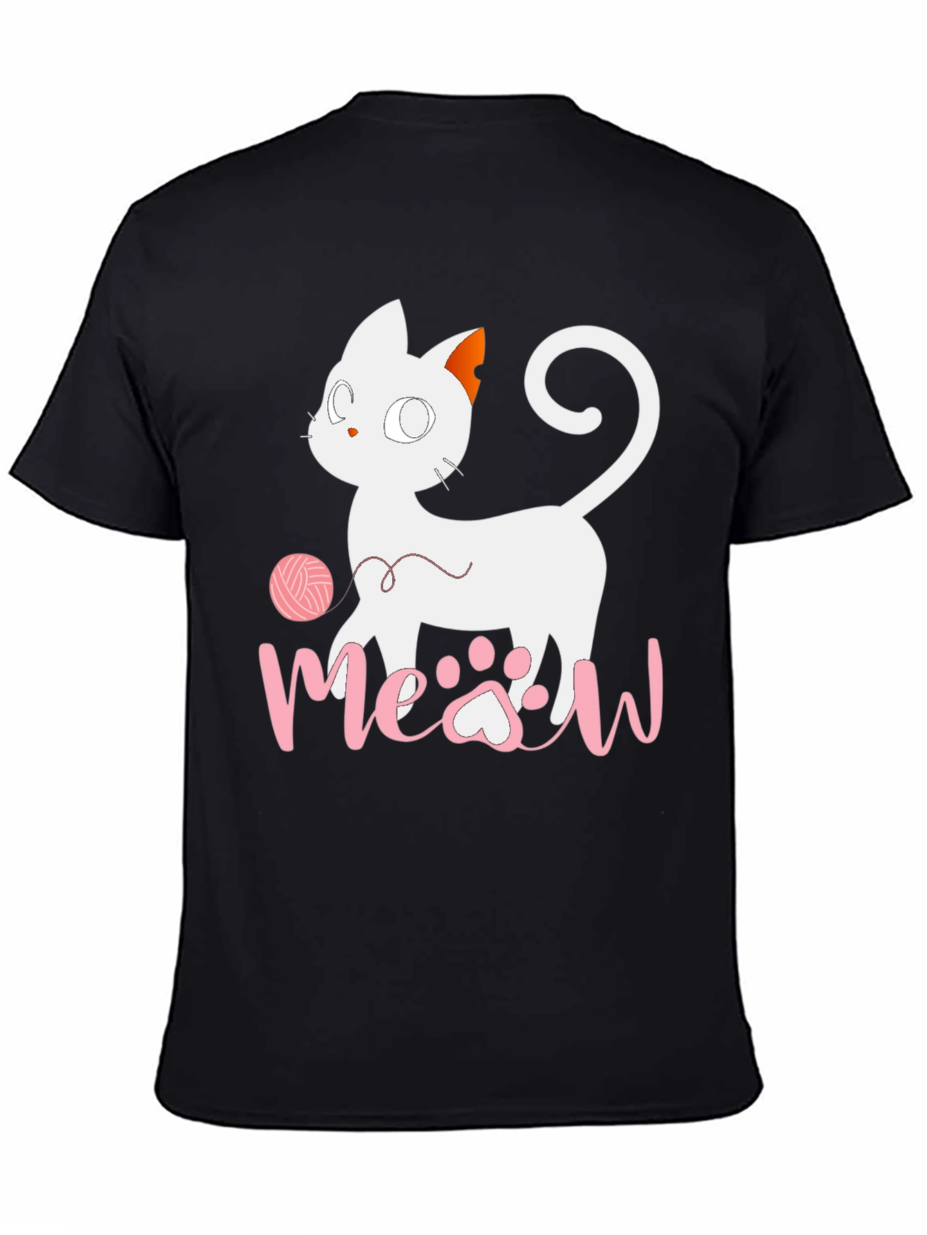 Black Cute Cat Meow T-Shirt - Fun Graphic Tee view 4