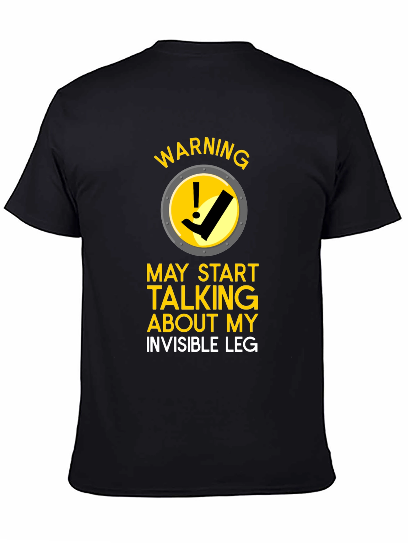 Black Warning Invisible Leg T-Shirt view 4