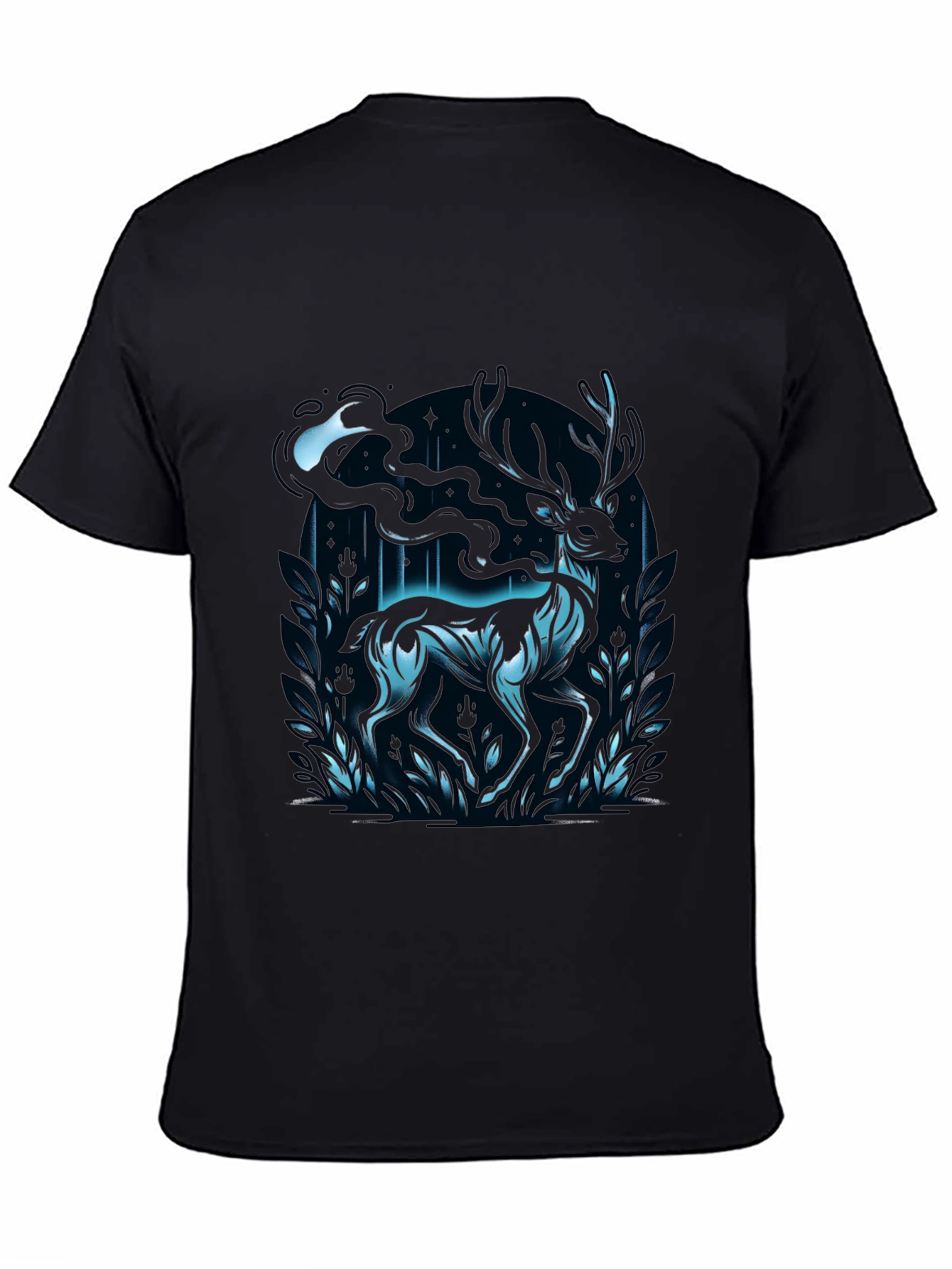 Black Mystic Deer Graphic T-Shirt - Black view 4