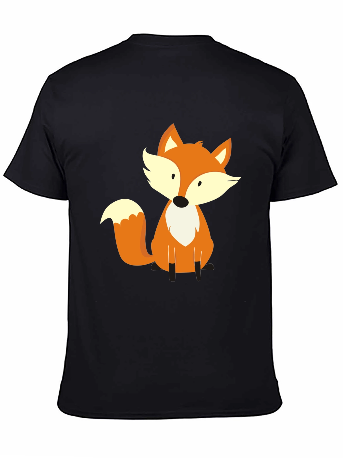 Black Cute Fox Graphic Tee - Soft Black T-Shirt view 4