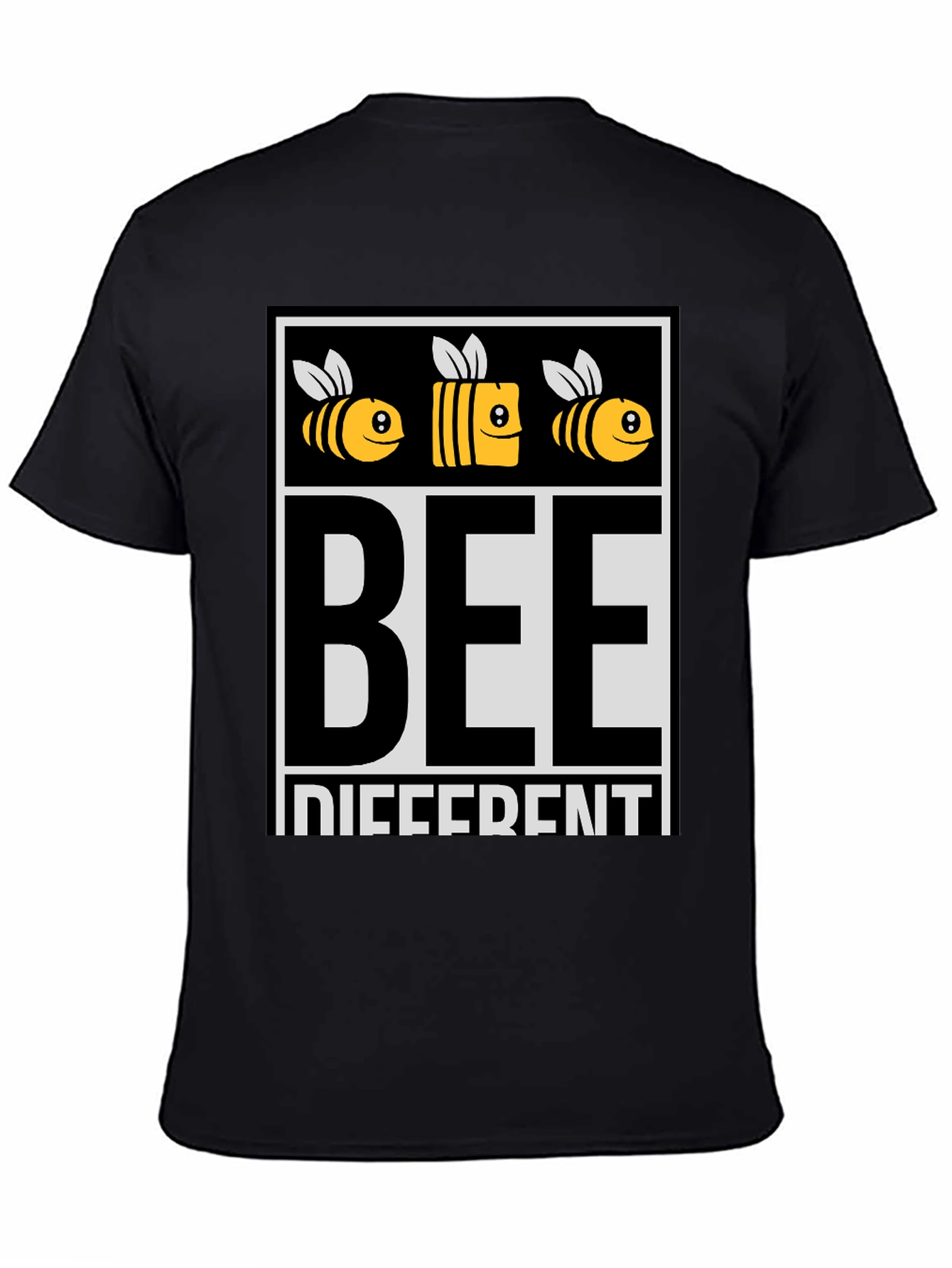 Black Bee Different Graphic Tee - Black Cotton T-Shirt view 4