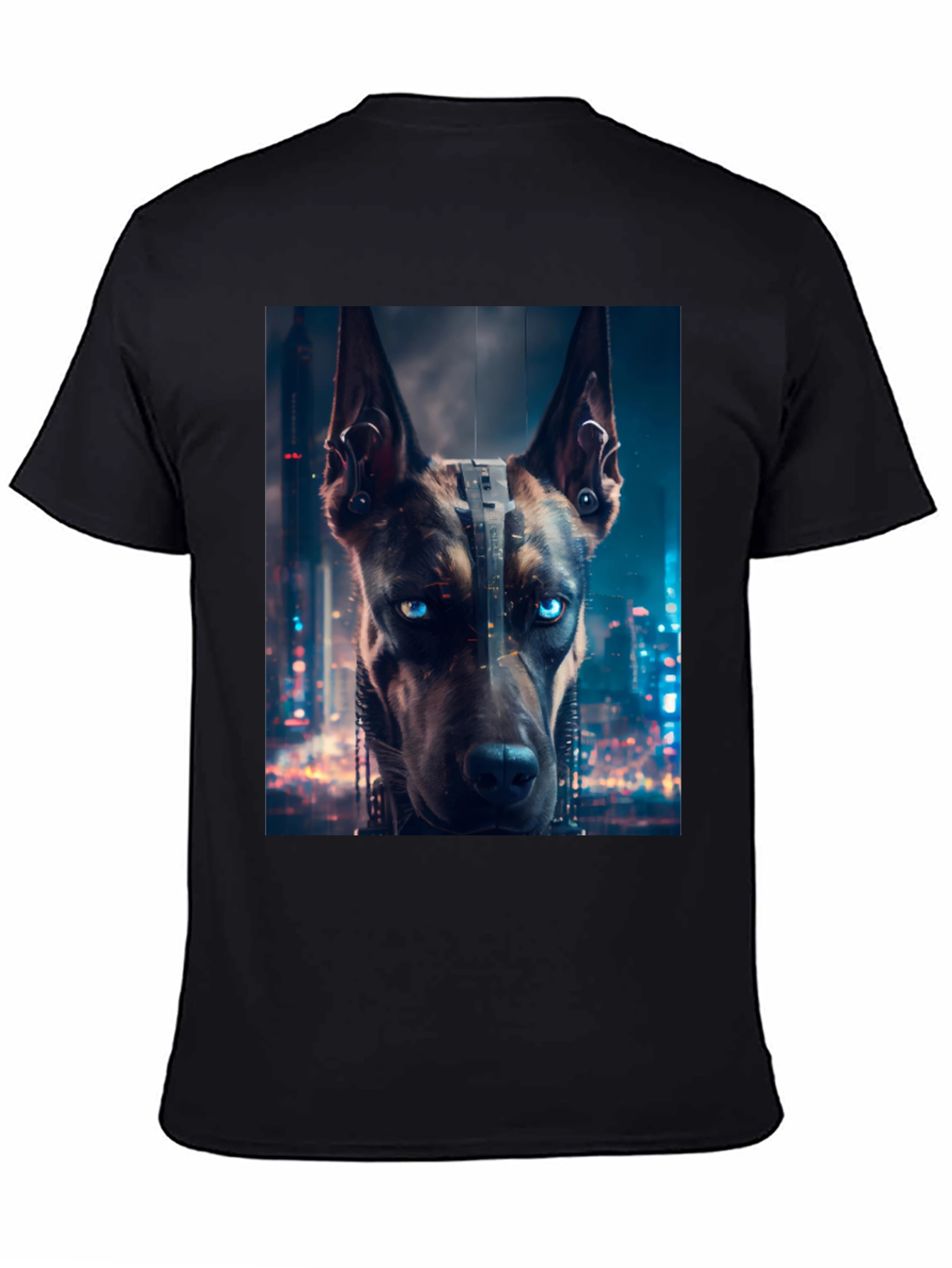 Black Cyberpunk Doberman T-Shirt - Urban Style view 4