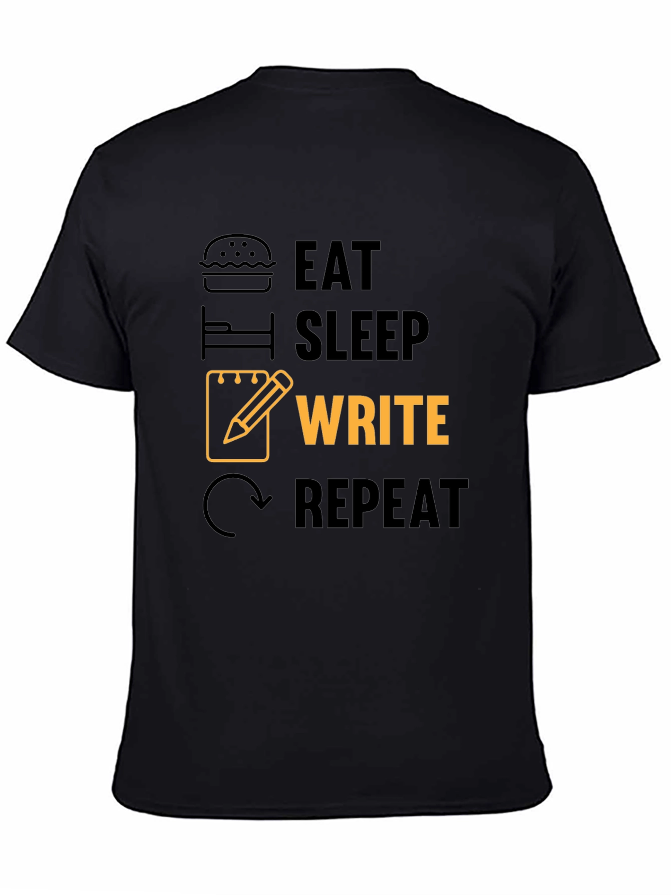 Black Eat Sleep Write Repeat Novelty T-Shirt view 4