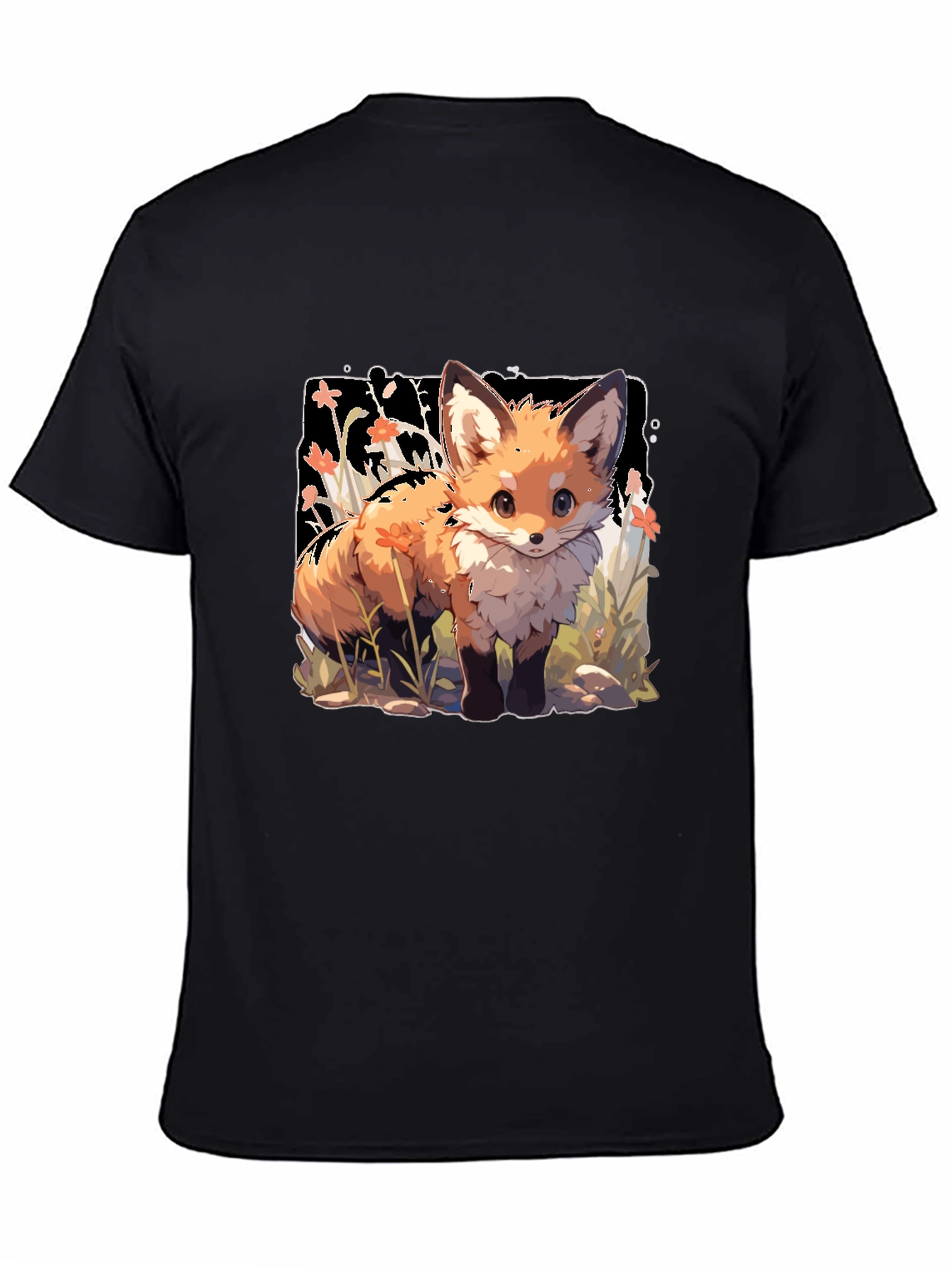 Black Cute Fox Graphic Tee - Stylish Animal Lover Shirt view 4