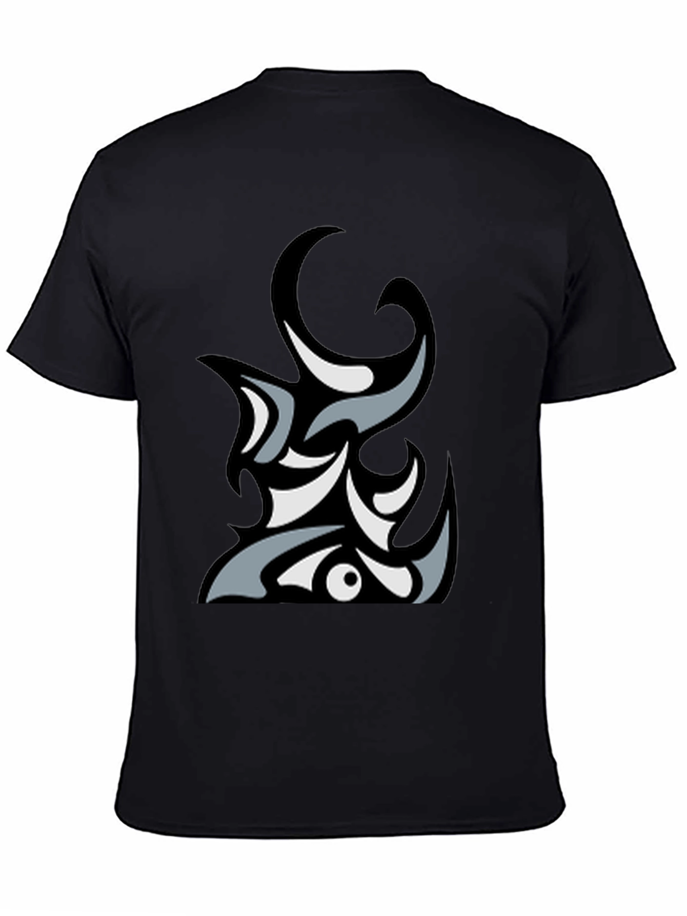 Black Abstract Tribal Graphic Black T-Shirt view 4