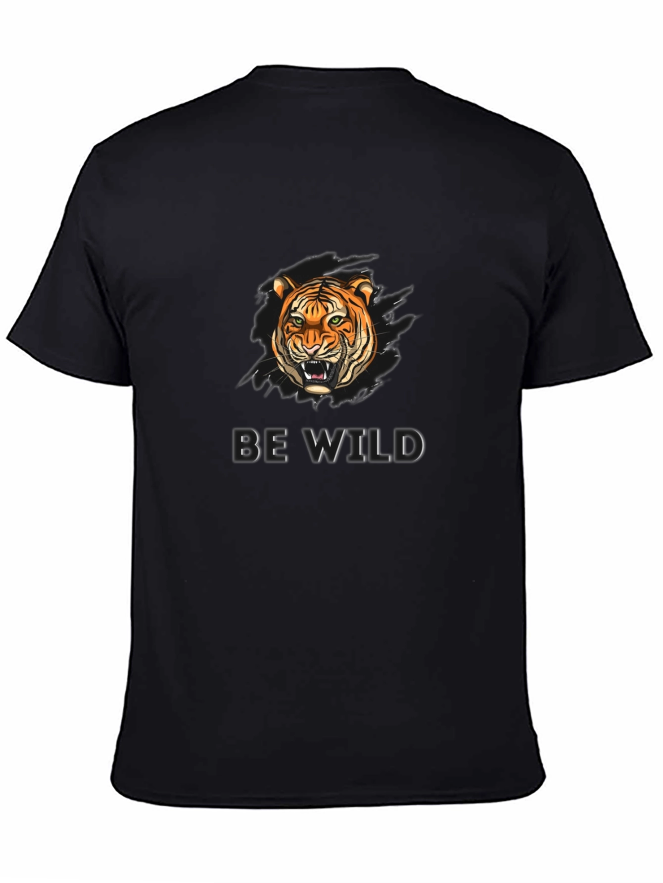 Black Be Wild Tiger Graphic Black T-Shirt view 4