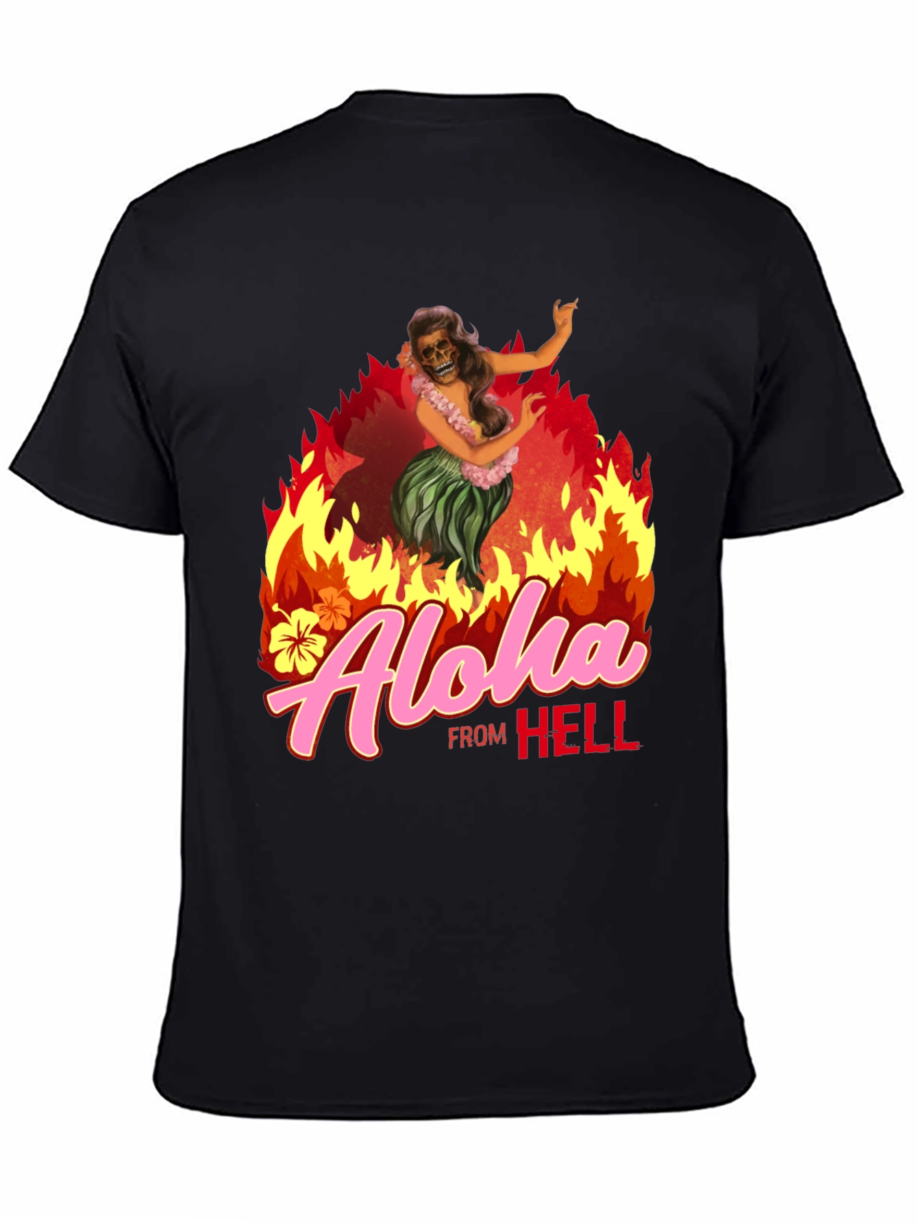 Black Aloha From Hell Graphic T-Shirt view 4
