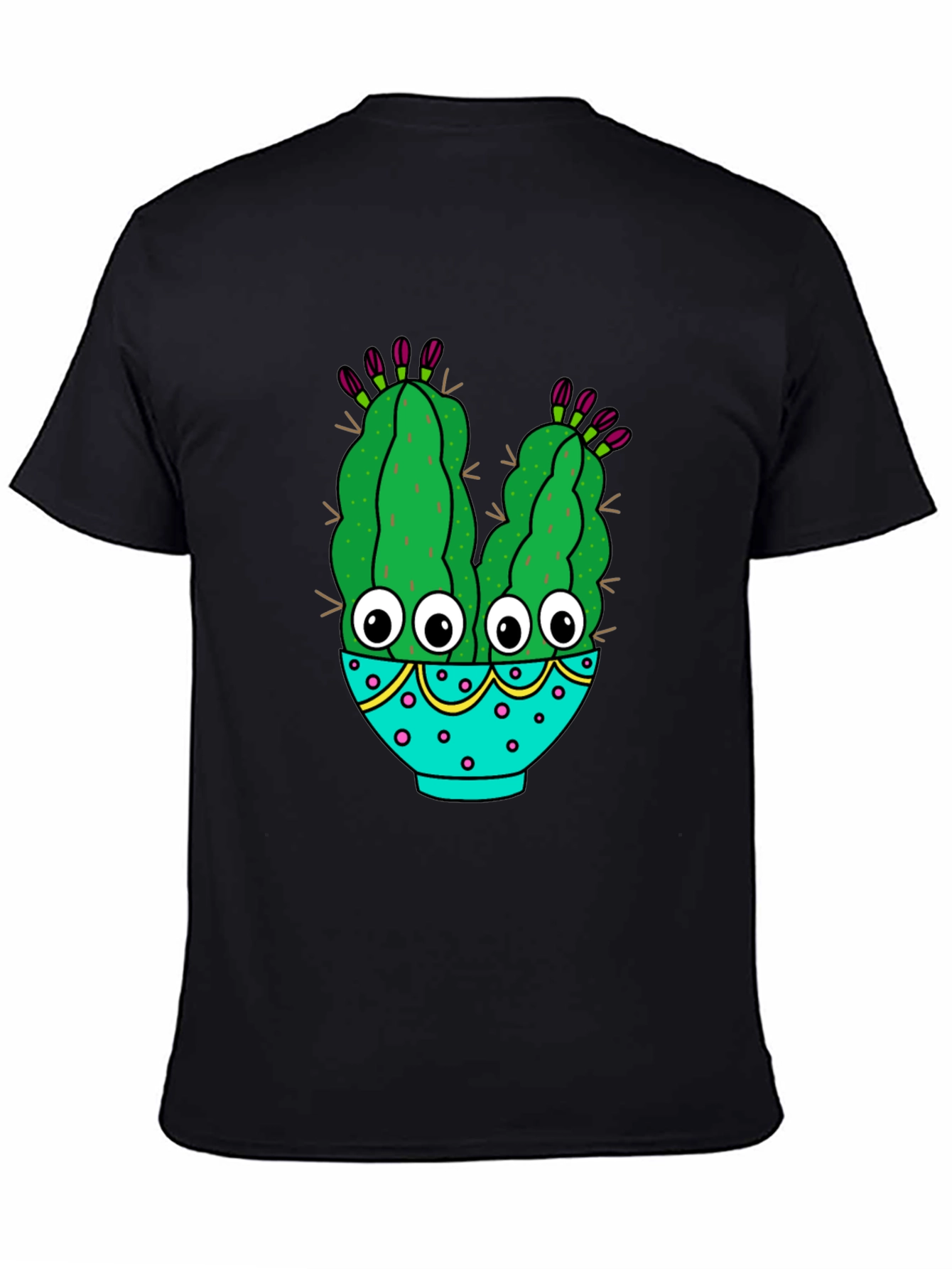 Black Funny Cactus Graphic T-Shirt - Black Cotton Blend view 4