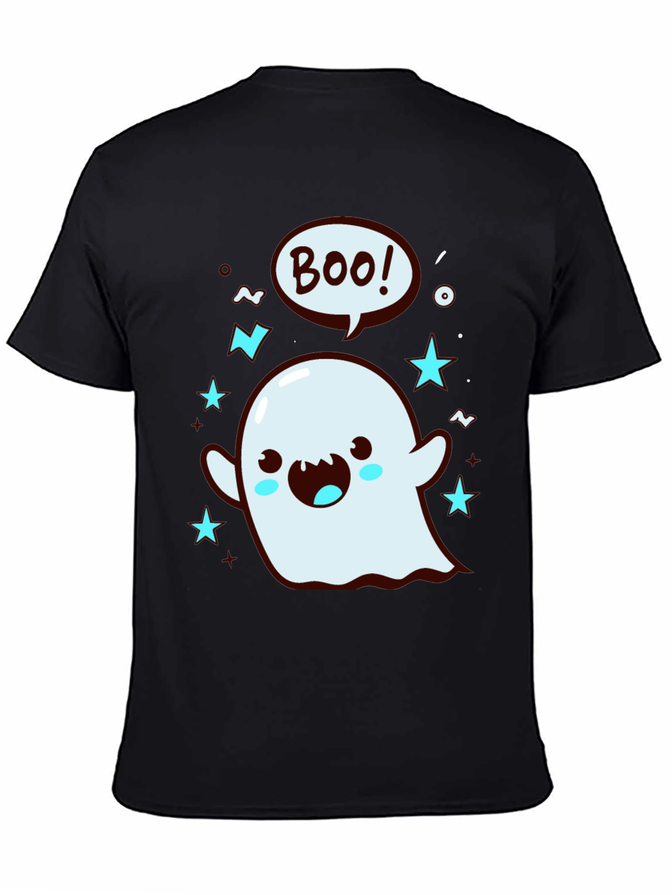 Cute Ghost Boo Graphic Tee - Black T-Shirt - 4