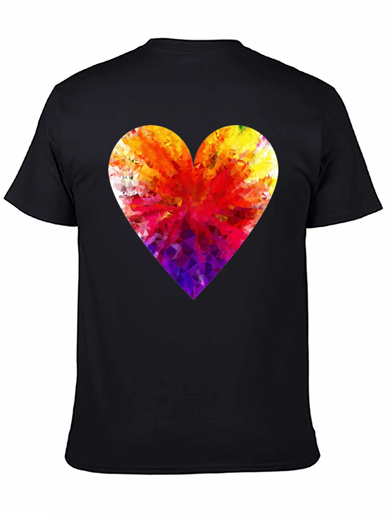 Black Geometric Heart Graphic Black T-Shirt view 4