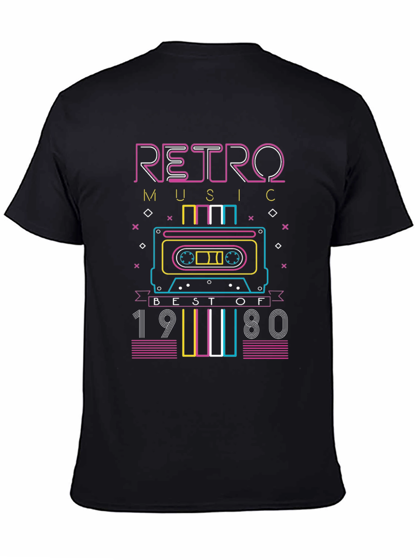 Black Retro Music Best of 1980s Cassette T-Shirt view 4