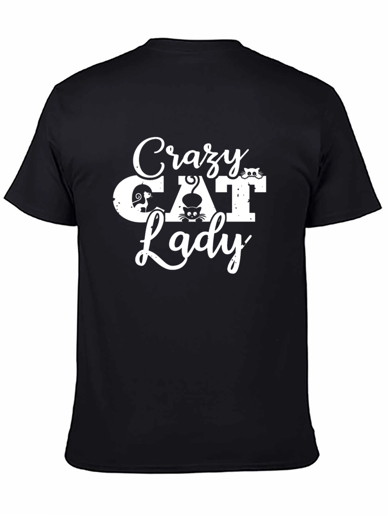 Black Crazy Cat Lady Graphic T-Shirt - Soft Cotton Tee view 4