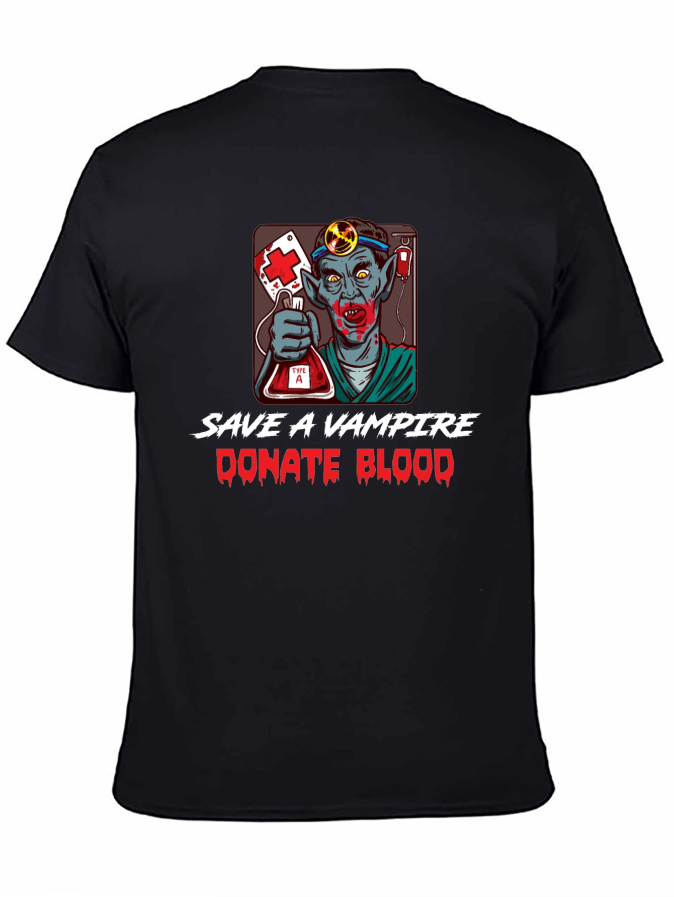 Black Save a Vampire Donate Blood T-Shirt view 4