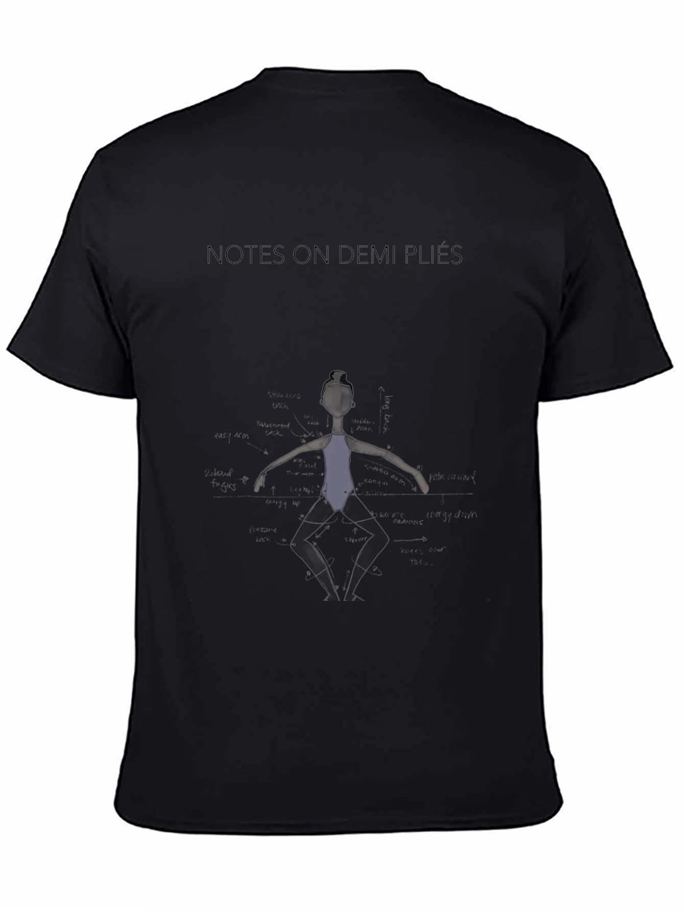 Black Notes On Demi Plié Black T-Shirt view 4