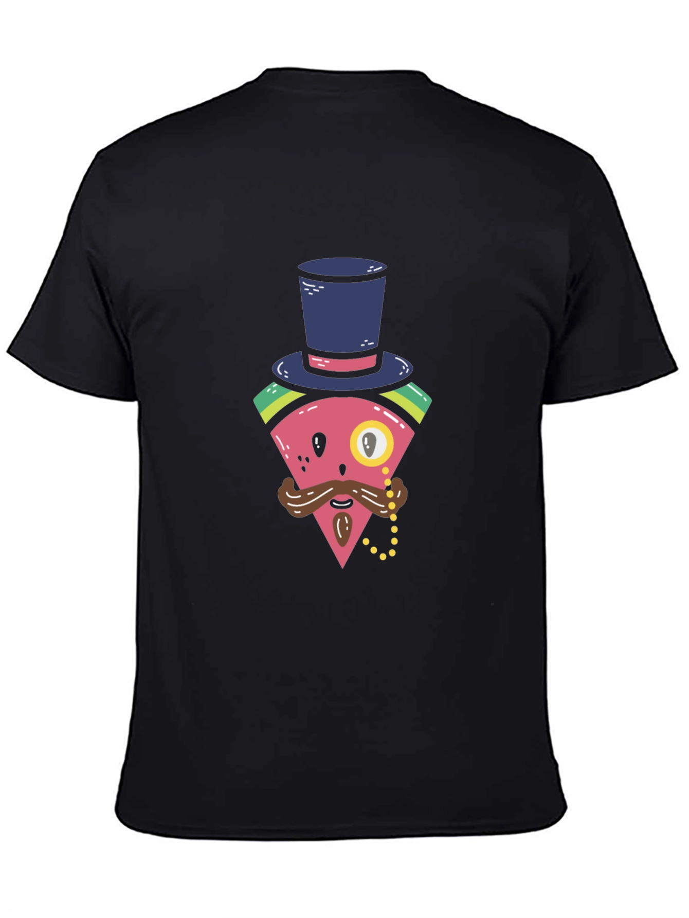 Black Whimsical Watermelon Gentleman T-Shirt view 4