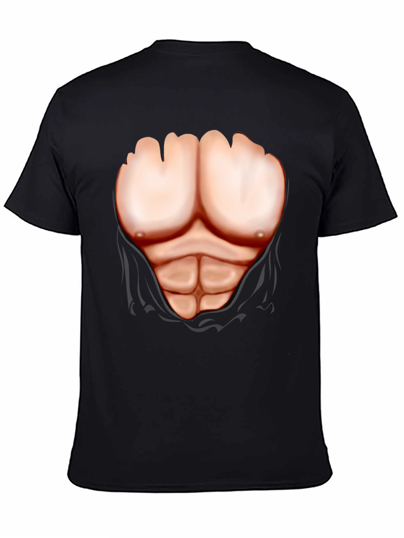 Black Muscle Chest Print T-Shirt - Black Novelty Tee view 4