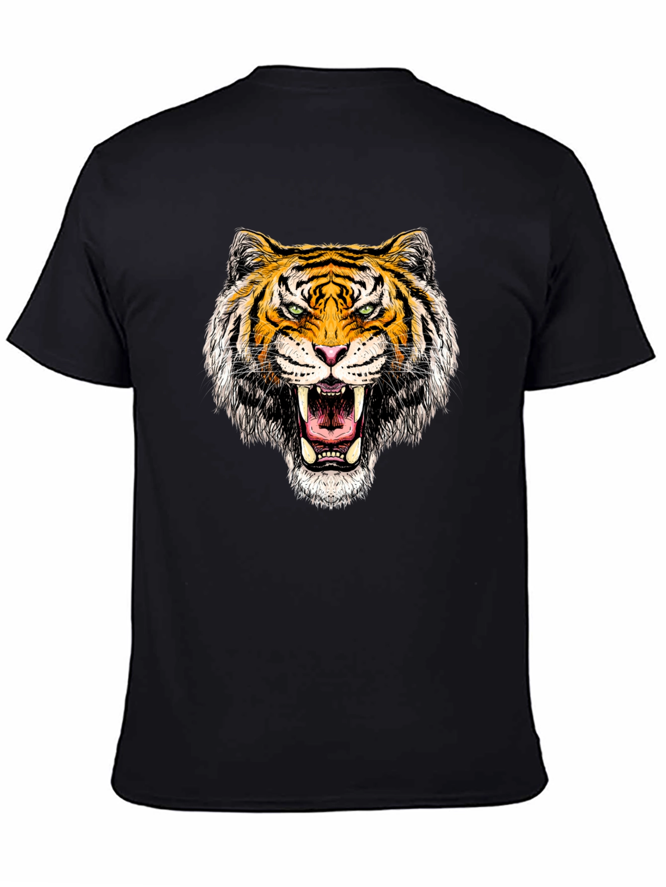 Black Roaring Tiger Graphic Tee - Black Cotton T-Shirt view 4