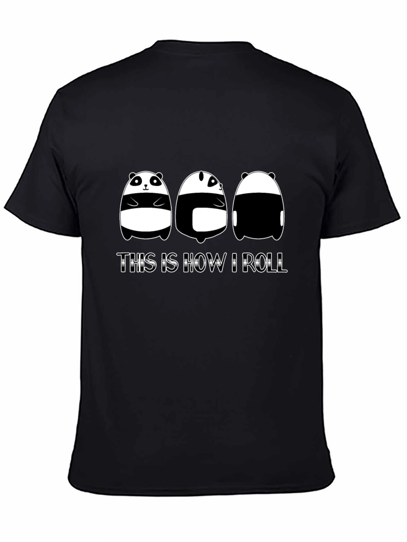 Black Panda 'This is How I Roll' Black T-Shirt view 4
