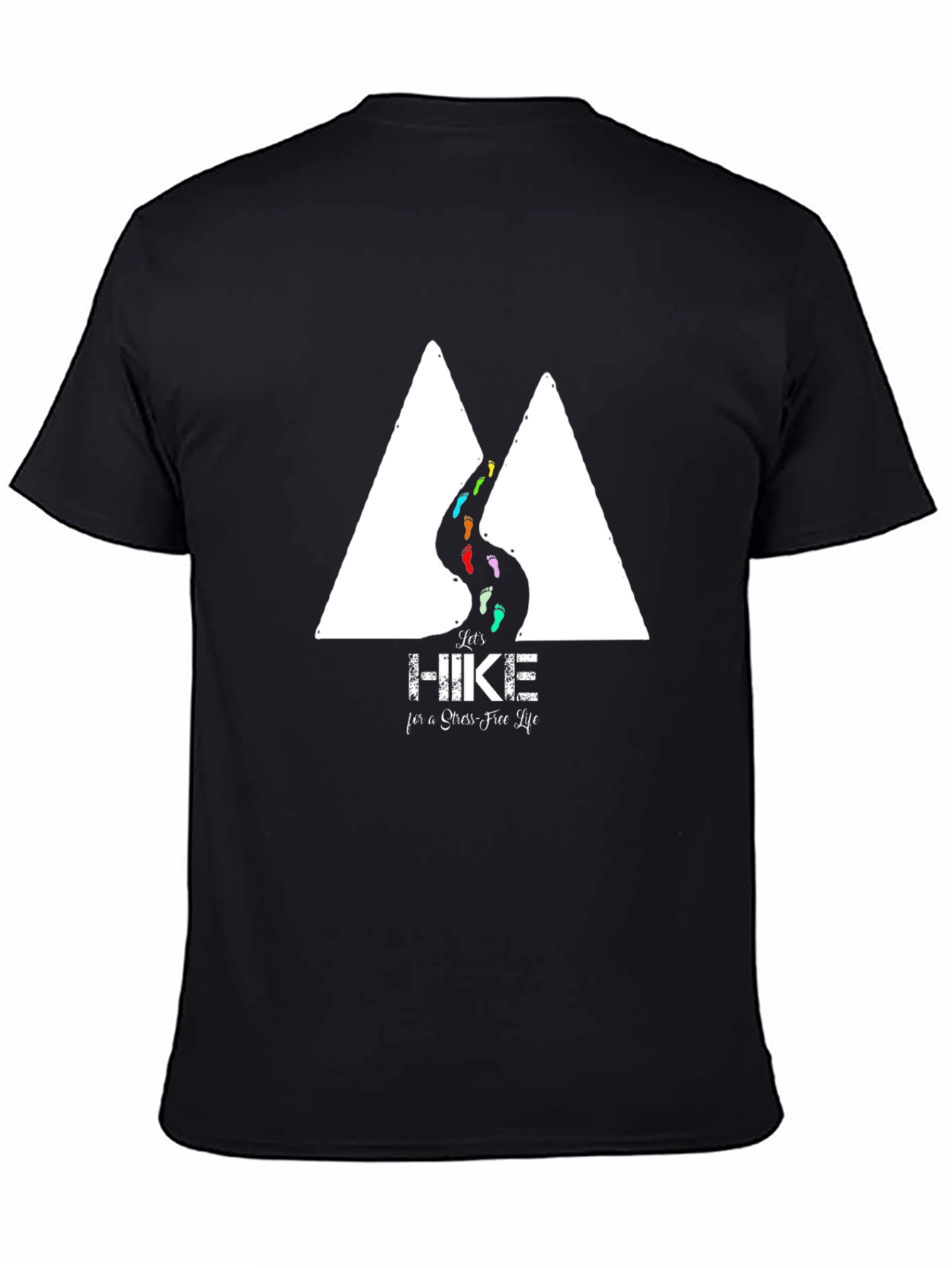 Black Hike for a Stress-Free Life T-Shirt view 4