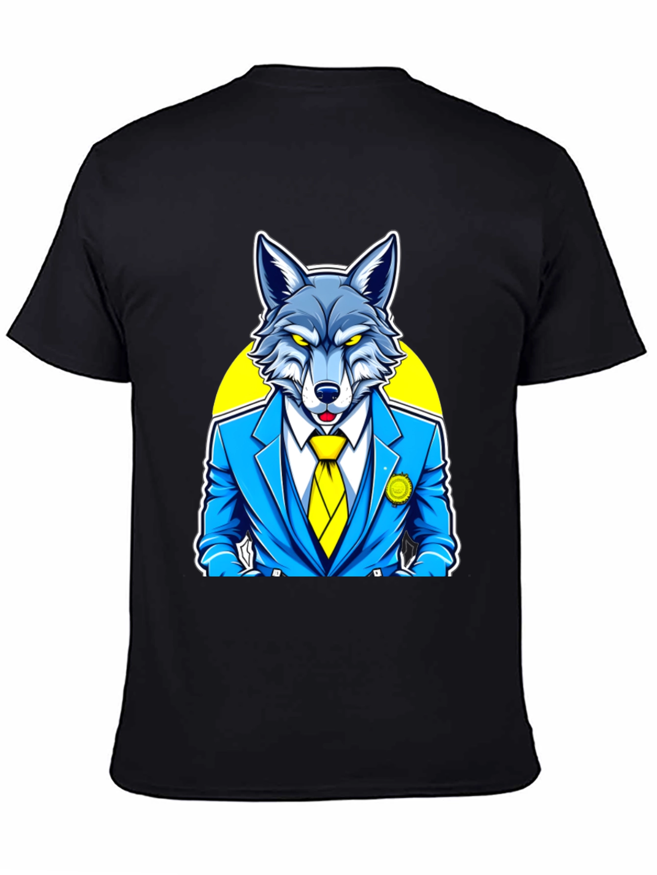 Black Wolf in Suit Graphic Tee - Cool Animal Cartoon Shirt view 4