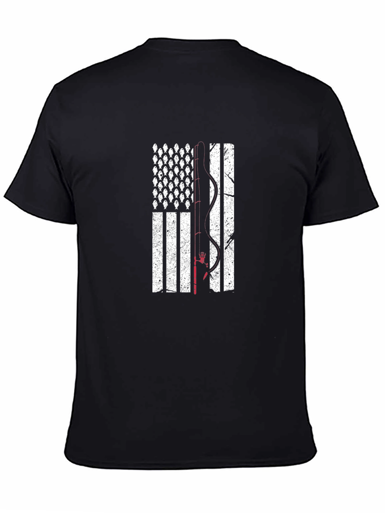 Black Fishing American Flag T-Shirt view 4