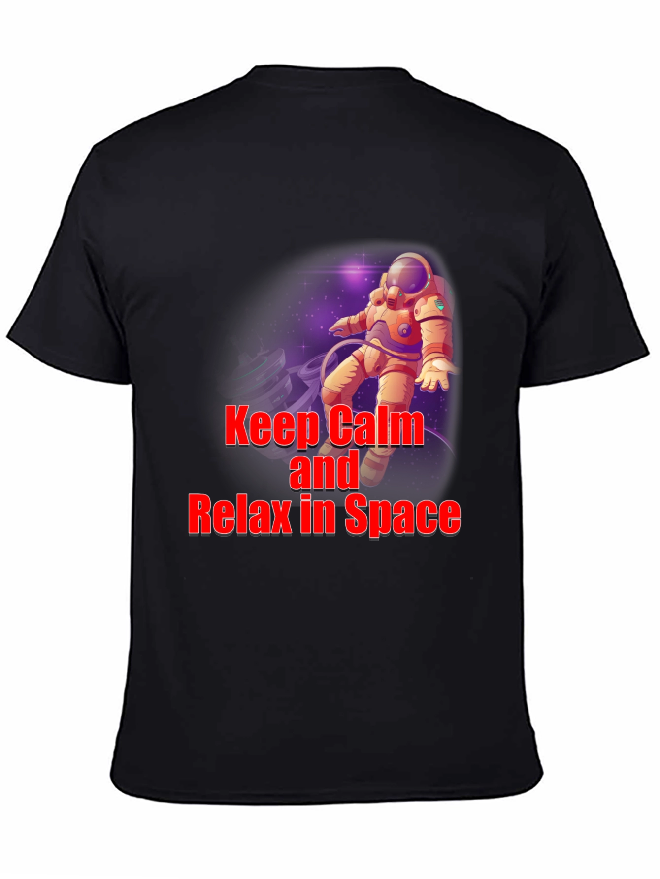 Black Keep Calm Astronaut T-Shirt - Space Design view 4