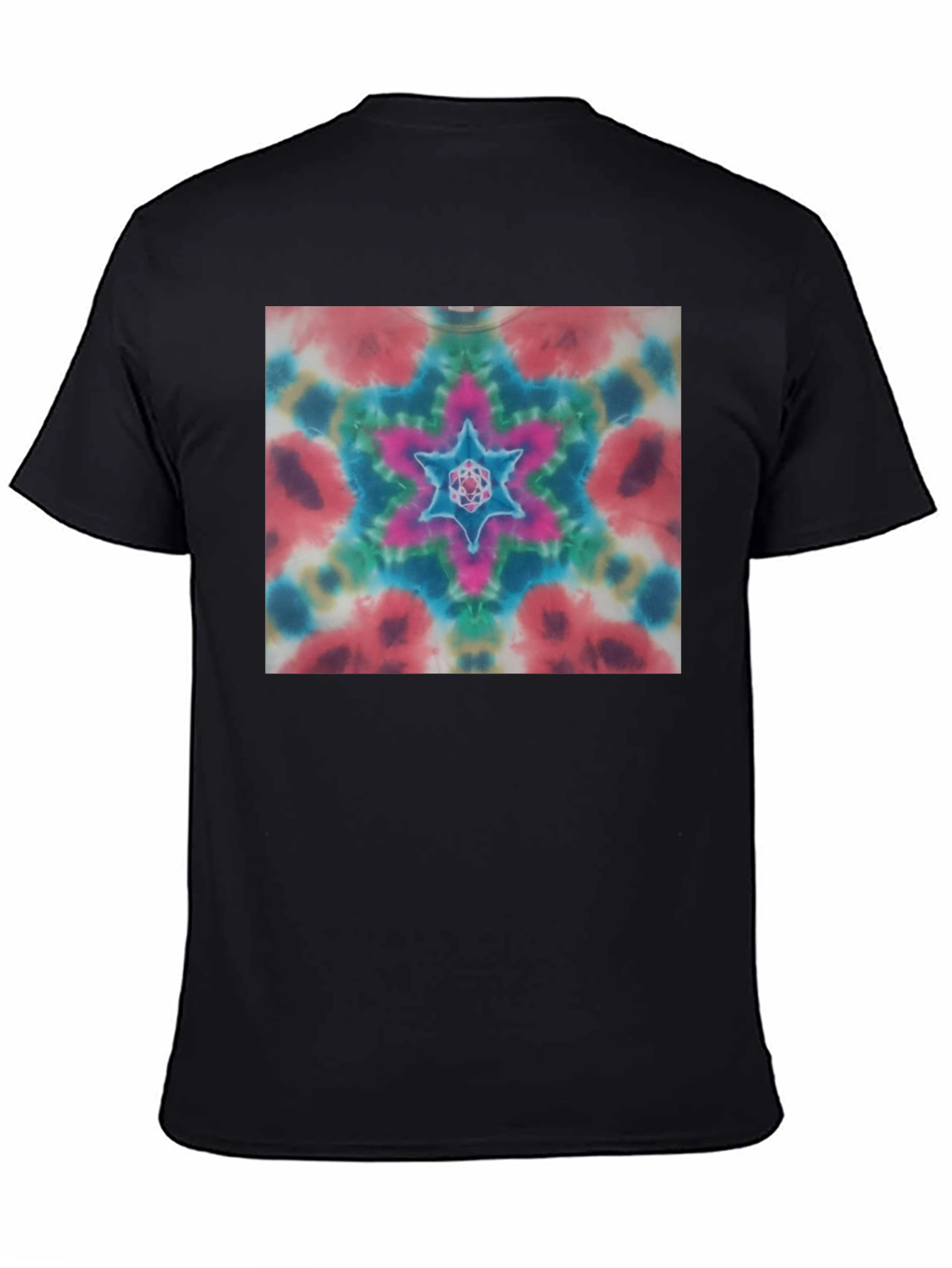 Black Colorful Tie-Dye Starburst Graphic Tee - Unisex view 4