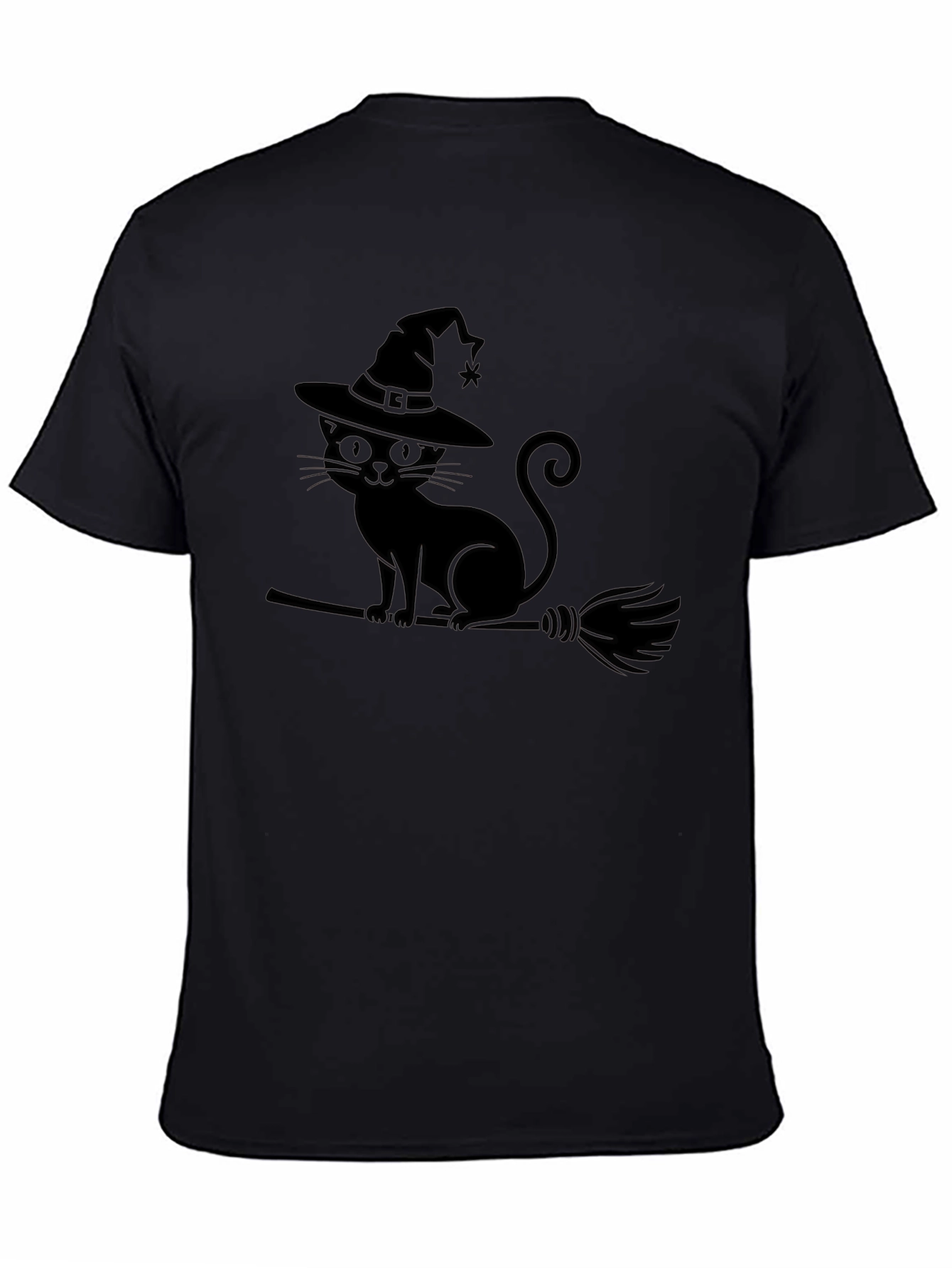 Black Halloween Cat Witch Graphic Tee view 4
