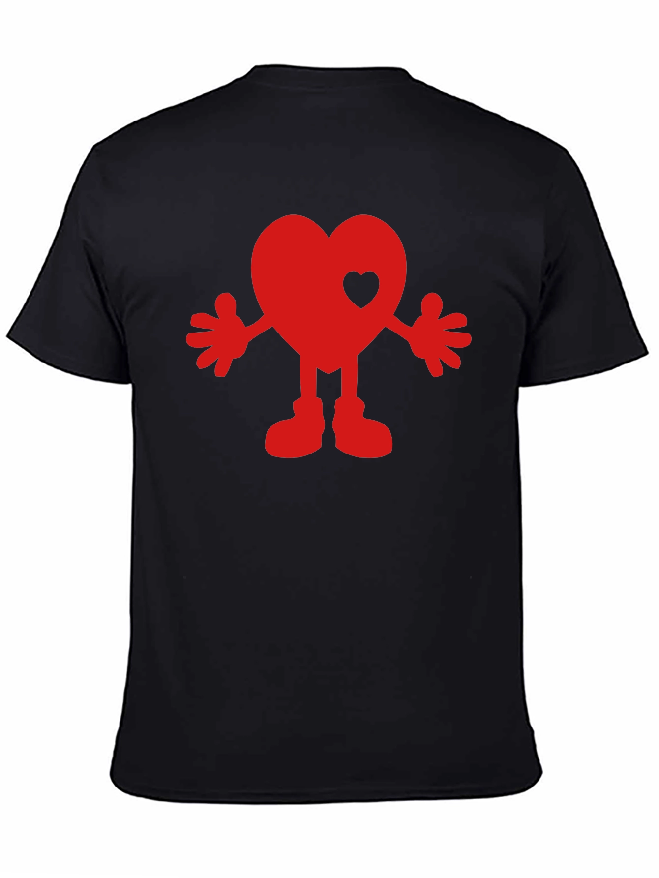 Black Heart Character Graphic Tee - Black Cotton Blend Shirt view 4