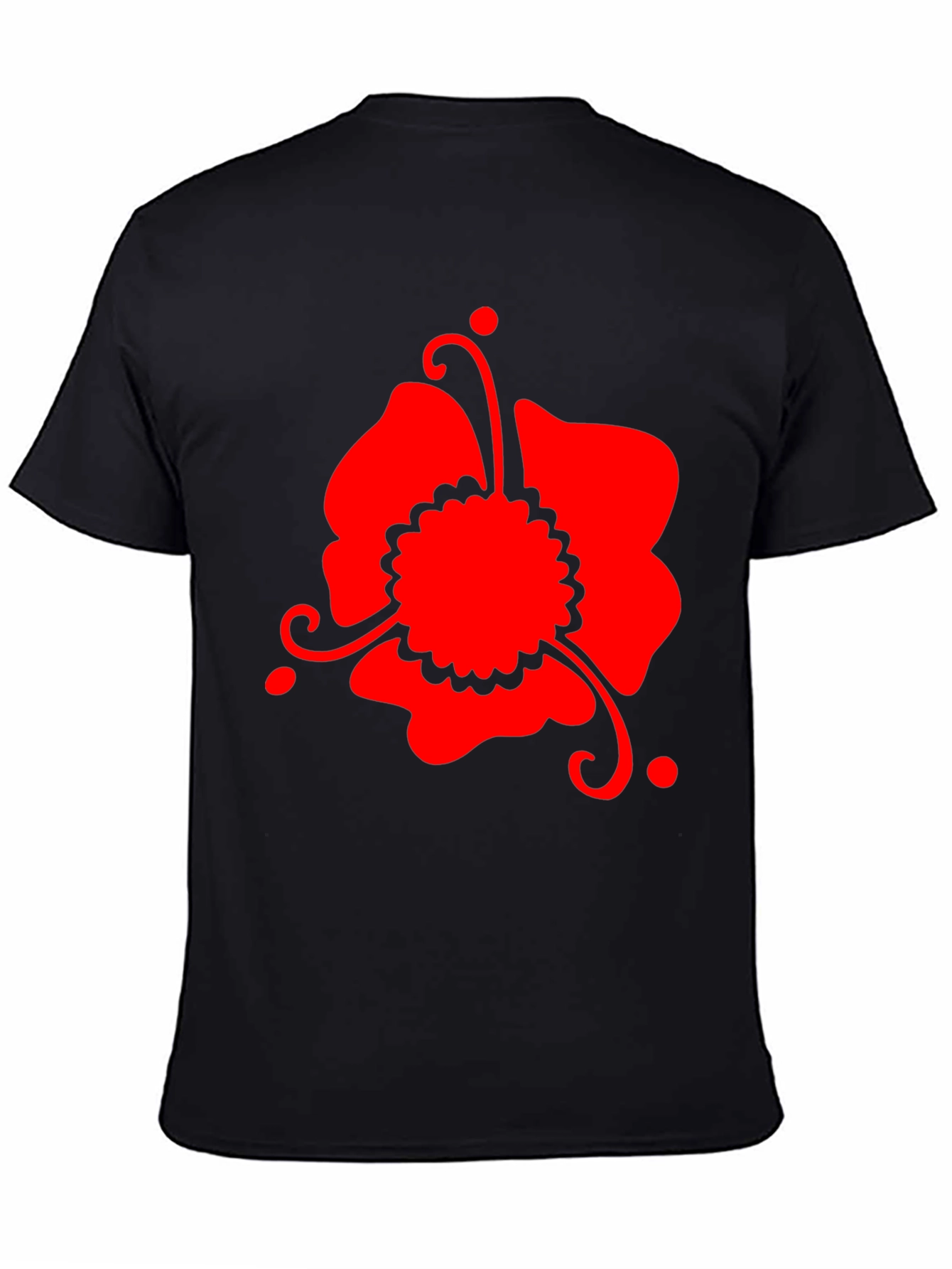 Black Red Floral Graphic Black T-Shirt view 4