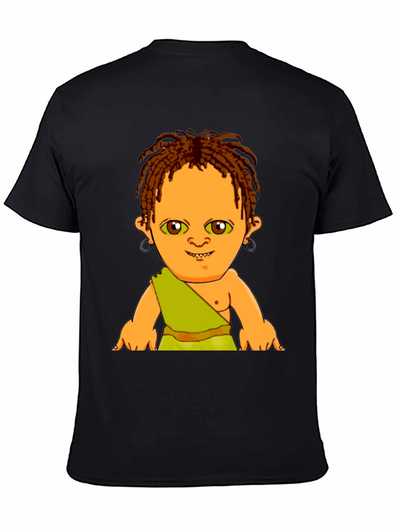 Black Cartoon Character Print Black T-Shirt view 4