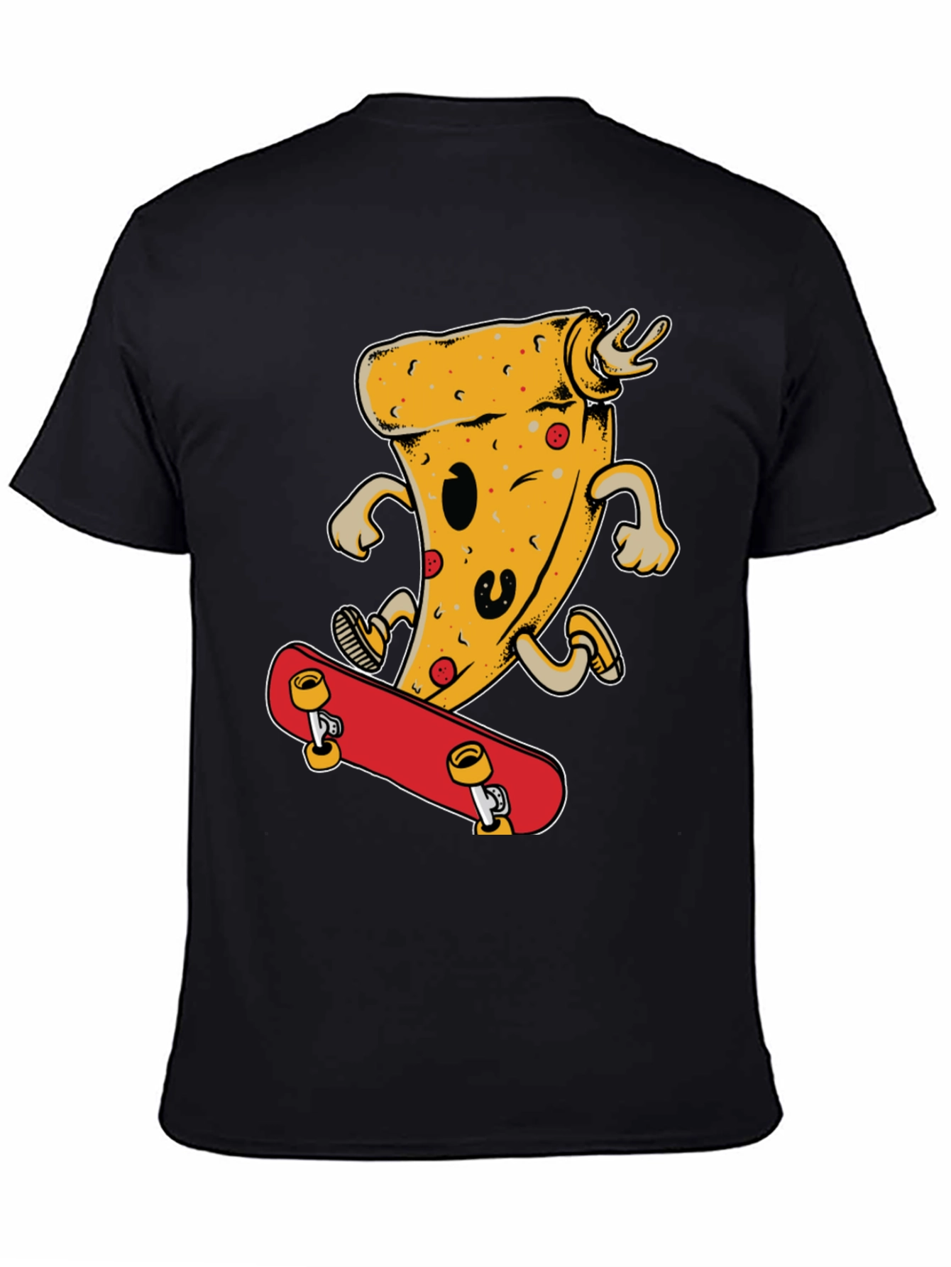 Black Pizza Skateboard T-Shirt - Fun & Stylish view 4