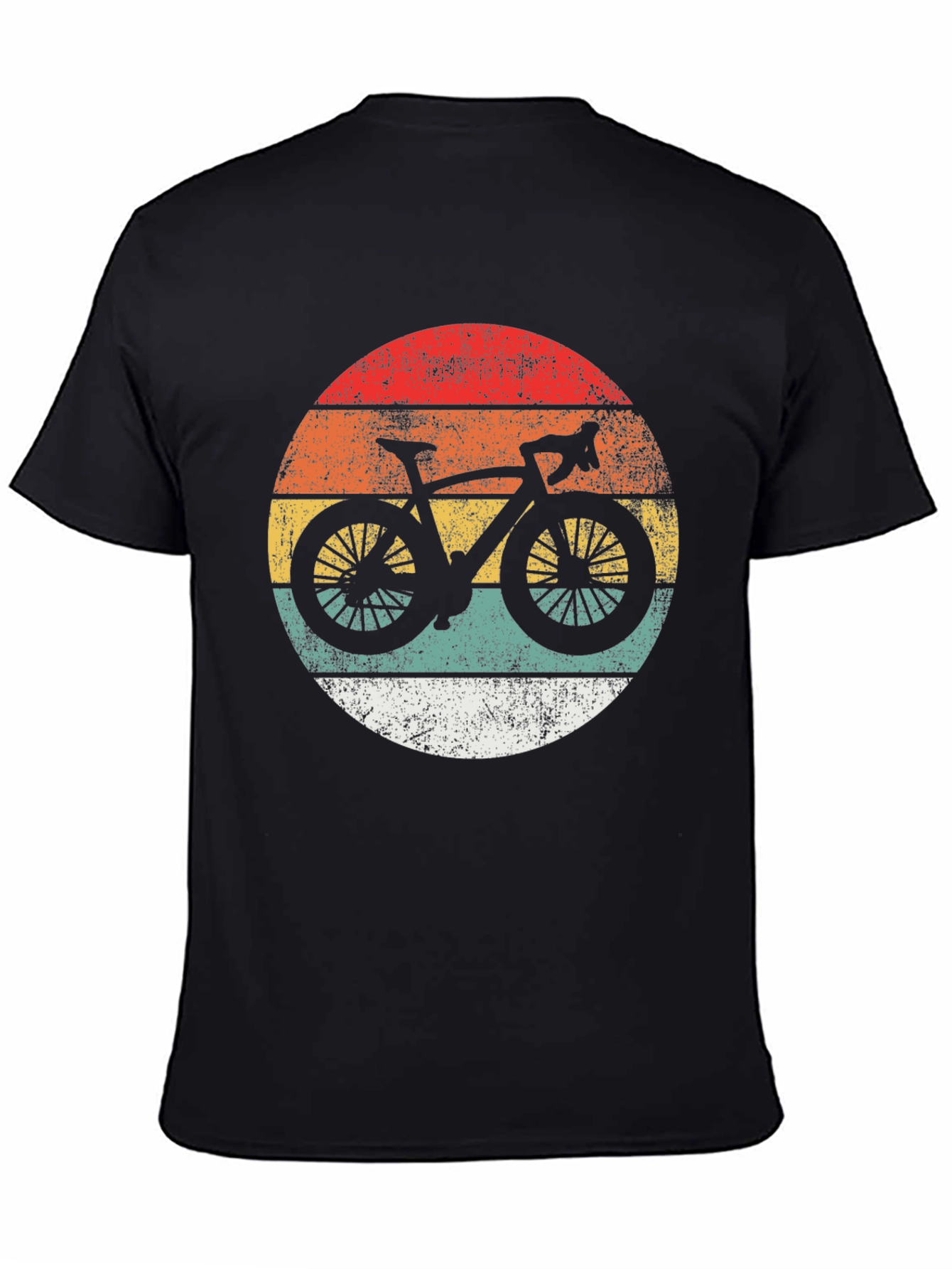 Black Retro Cycling Sunset T-Shirt view 4