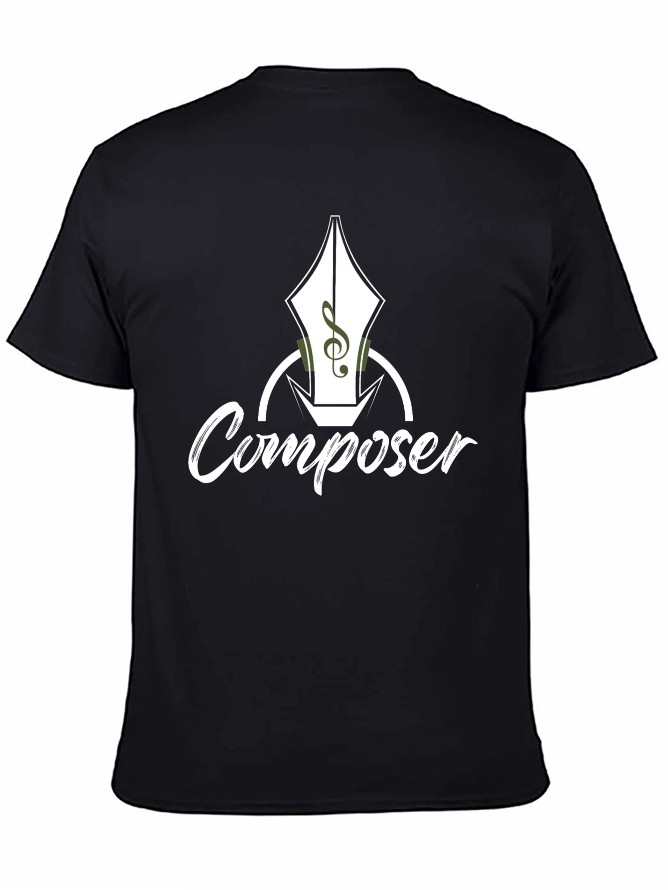 Black Composer T-Shirt - Music Pen Design view 4