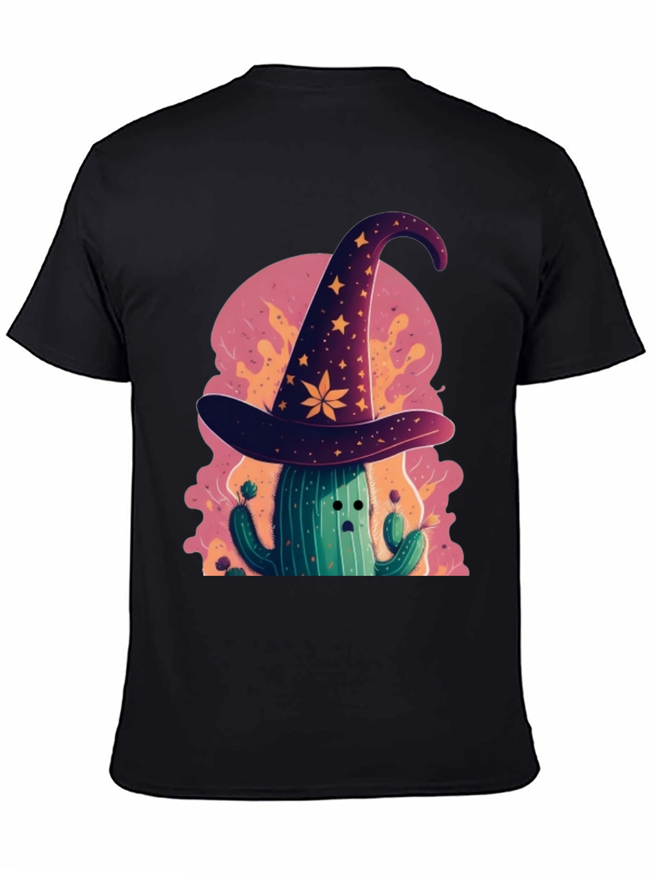 Black Whimsical Cactus Wizard Graphic Tee view 4