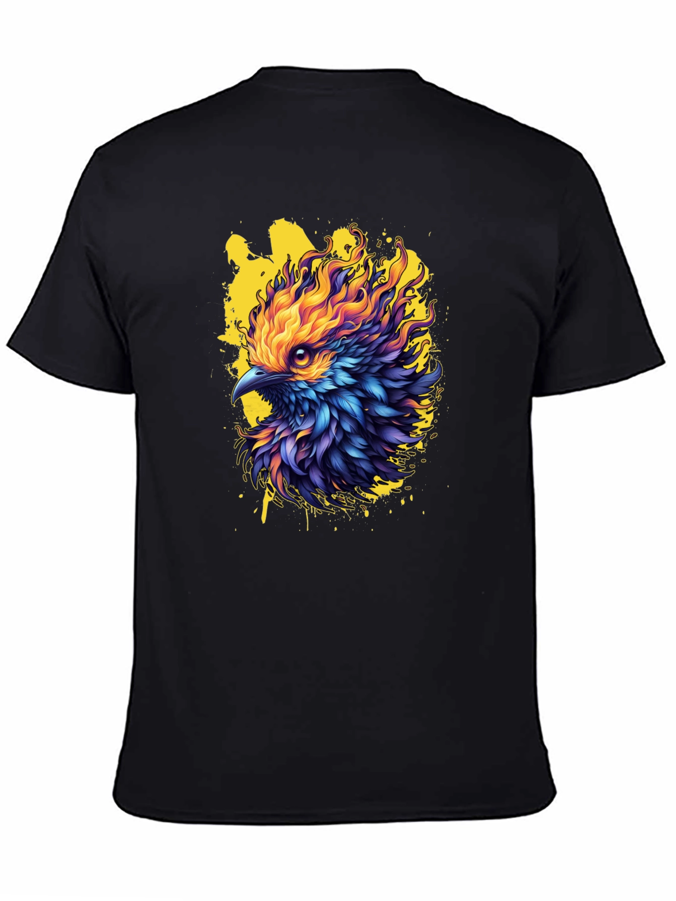 Black Fiery Phoenix Graphic Tee - Bold Statement Shirt view 4