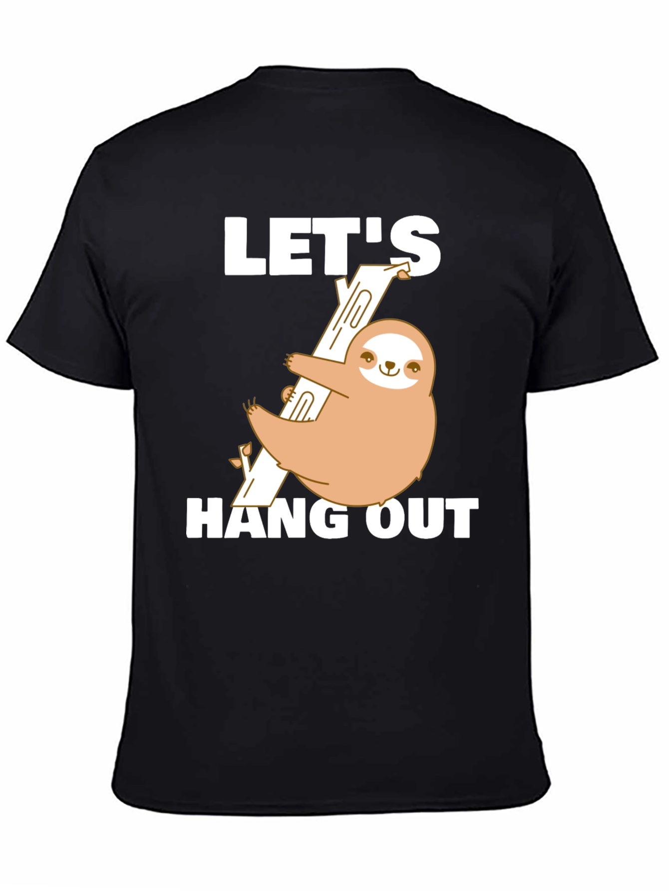 Black Sloth Hang Out T-Shirt Funny Tee view 4