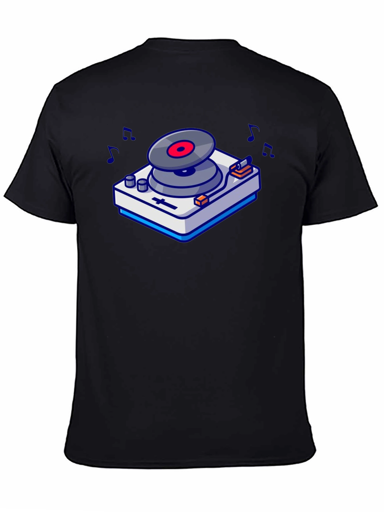 Black Retro Turntable Graphic T-Shirt - Music Lover's Tee view 4