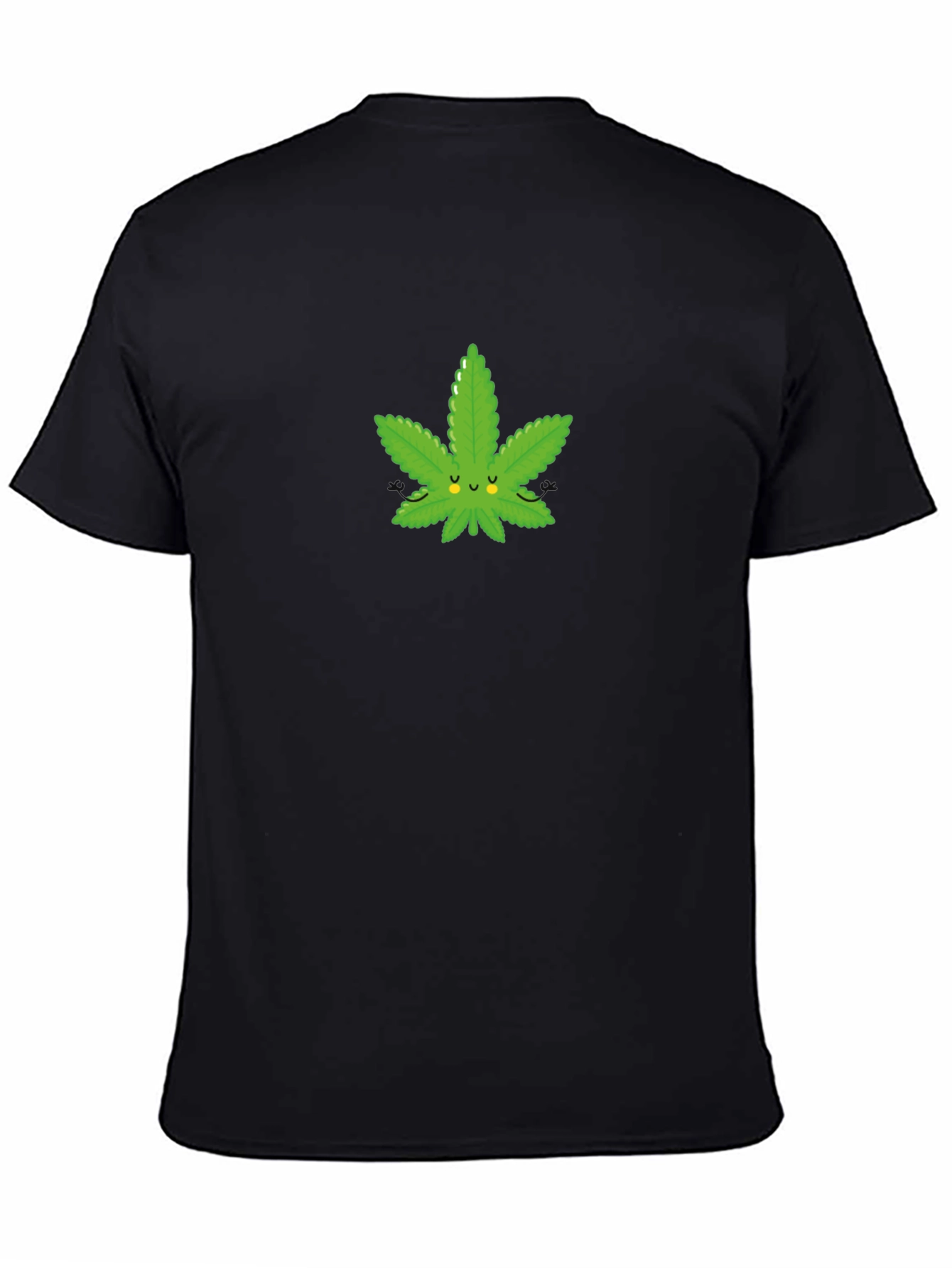 Black Cute Cannabis Leaf Graphic T-Shirt - Black Cotton Blend view 4