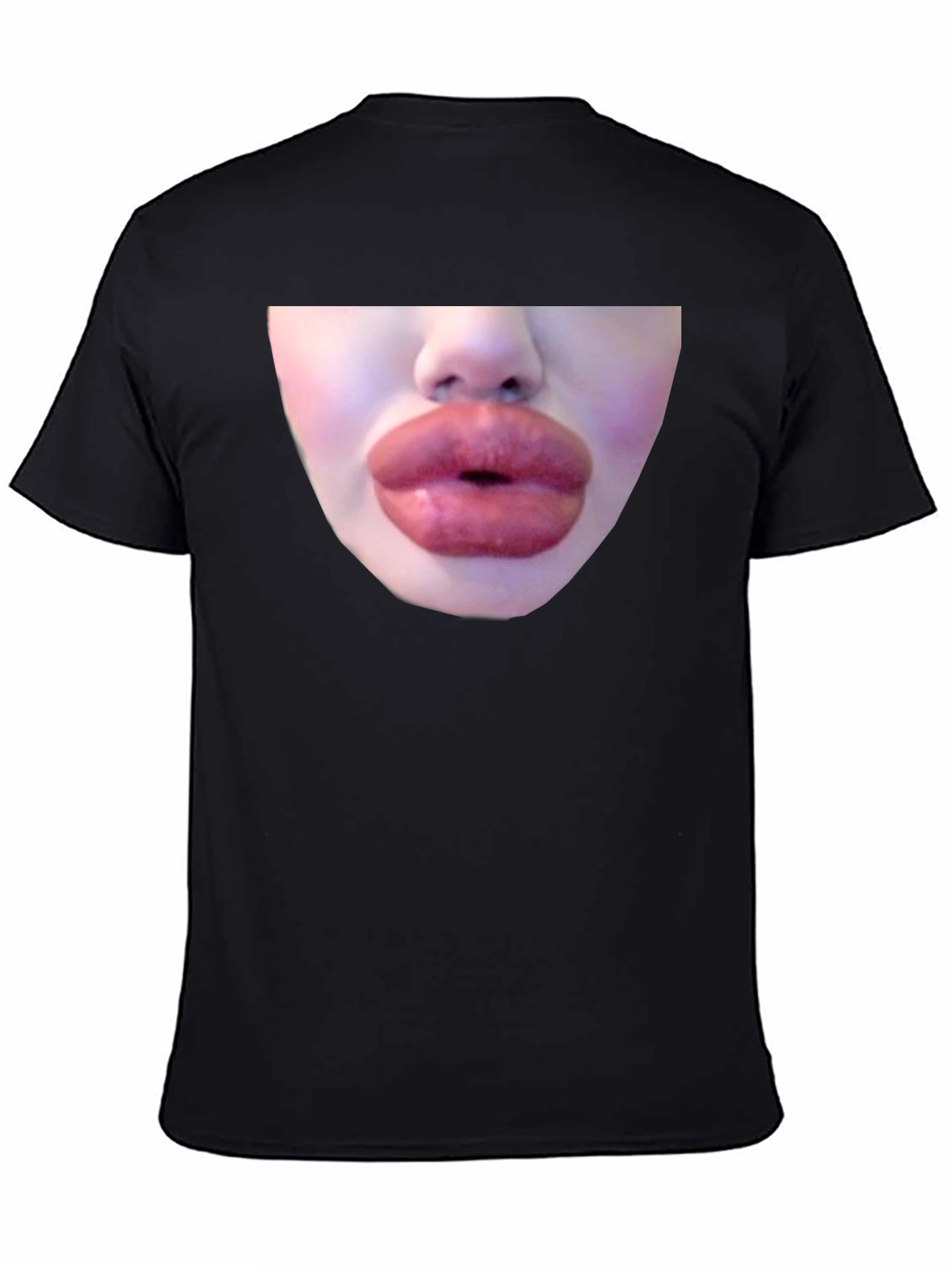 Black Statement Black Tee with Bold Lip Graphic view 4