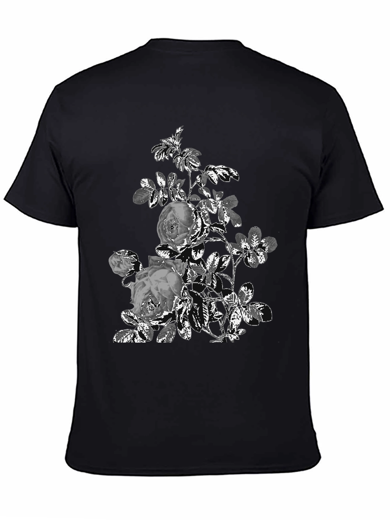 Black Floral Graphic Print Tee - Black view 4