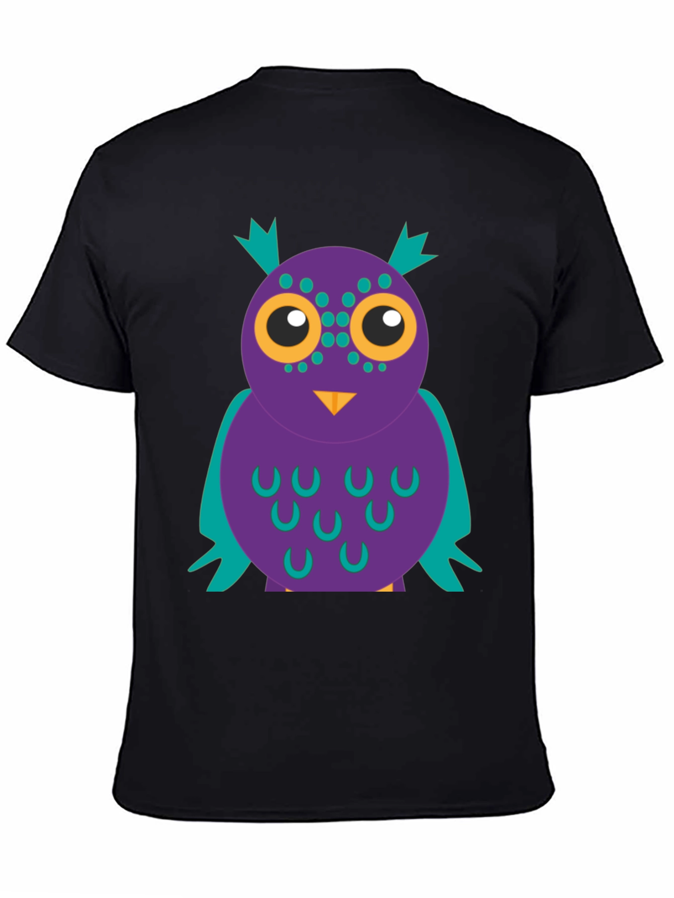 Black Funky Owl Graphic Tee - Black Cotton T-Shirt view 4