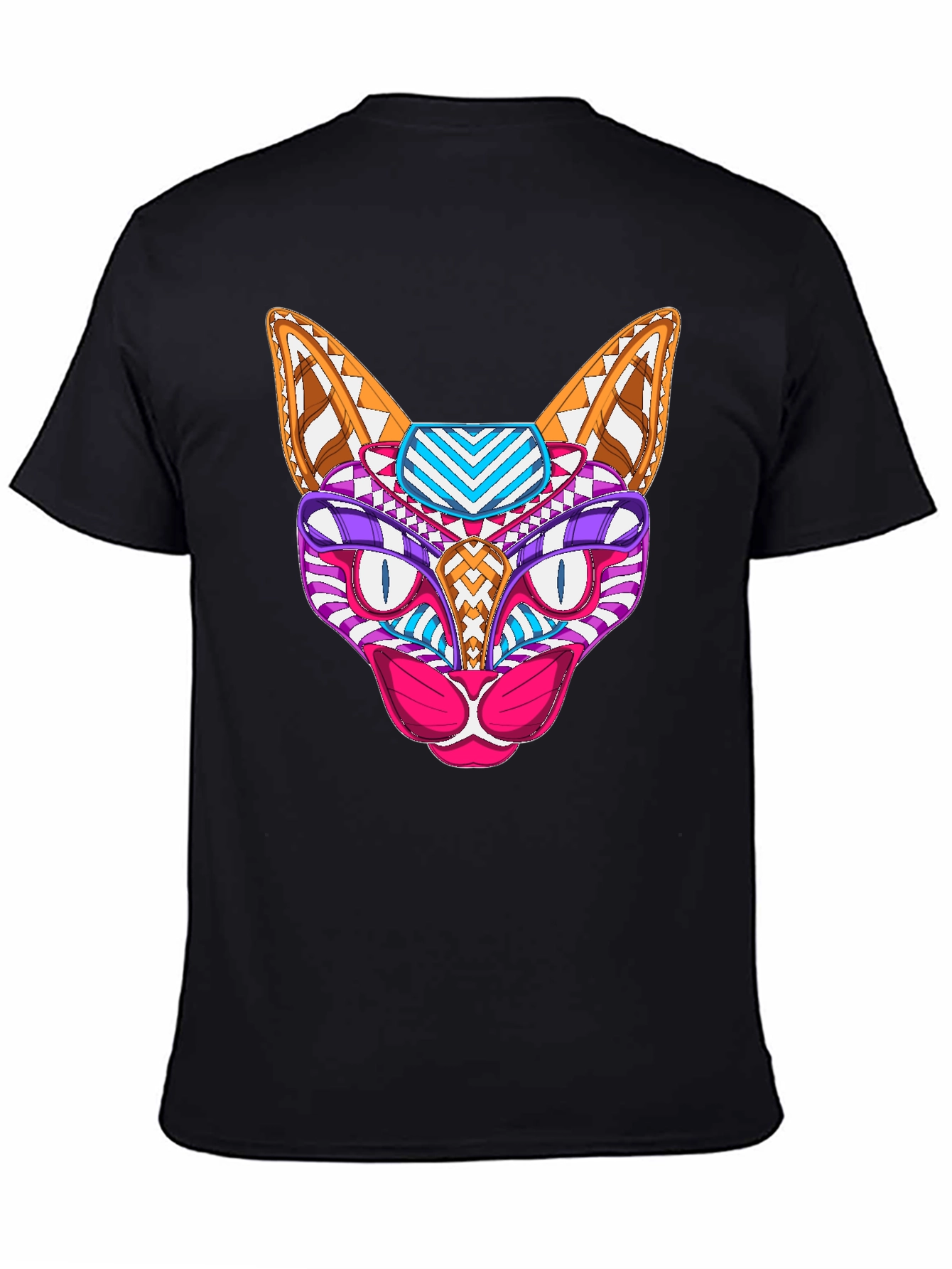 Black Abstract Cat T-Shirt - Unique Graphic Tee view 4