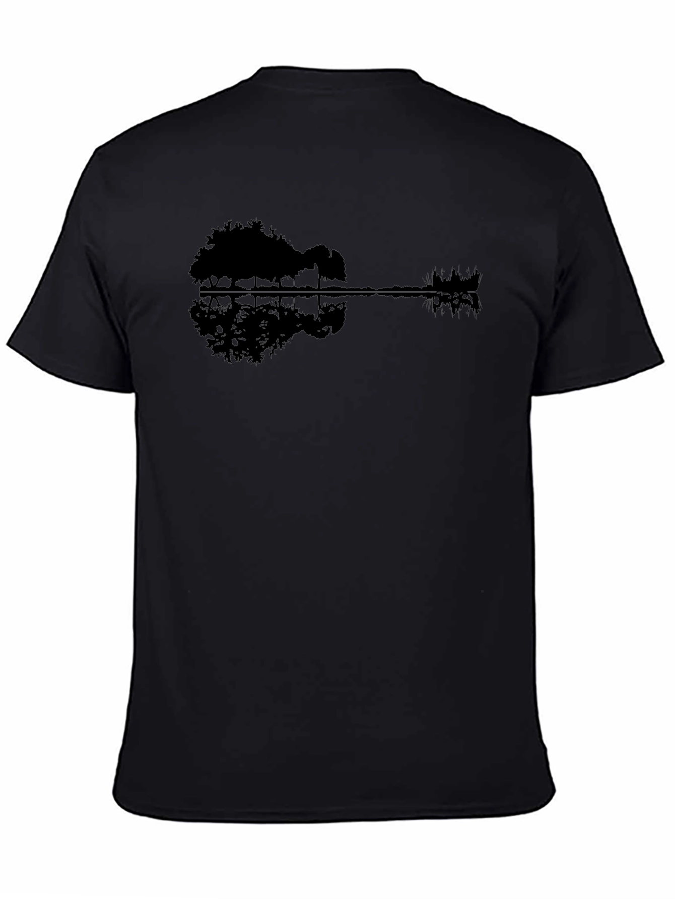 Black Guitar Landscape Black T-Shirt view 4