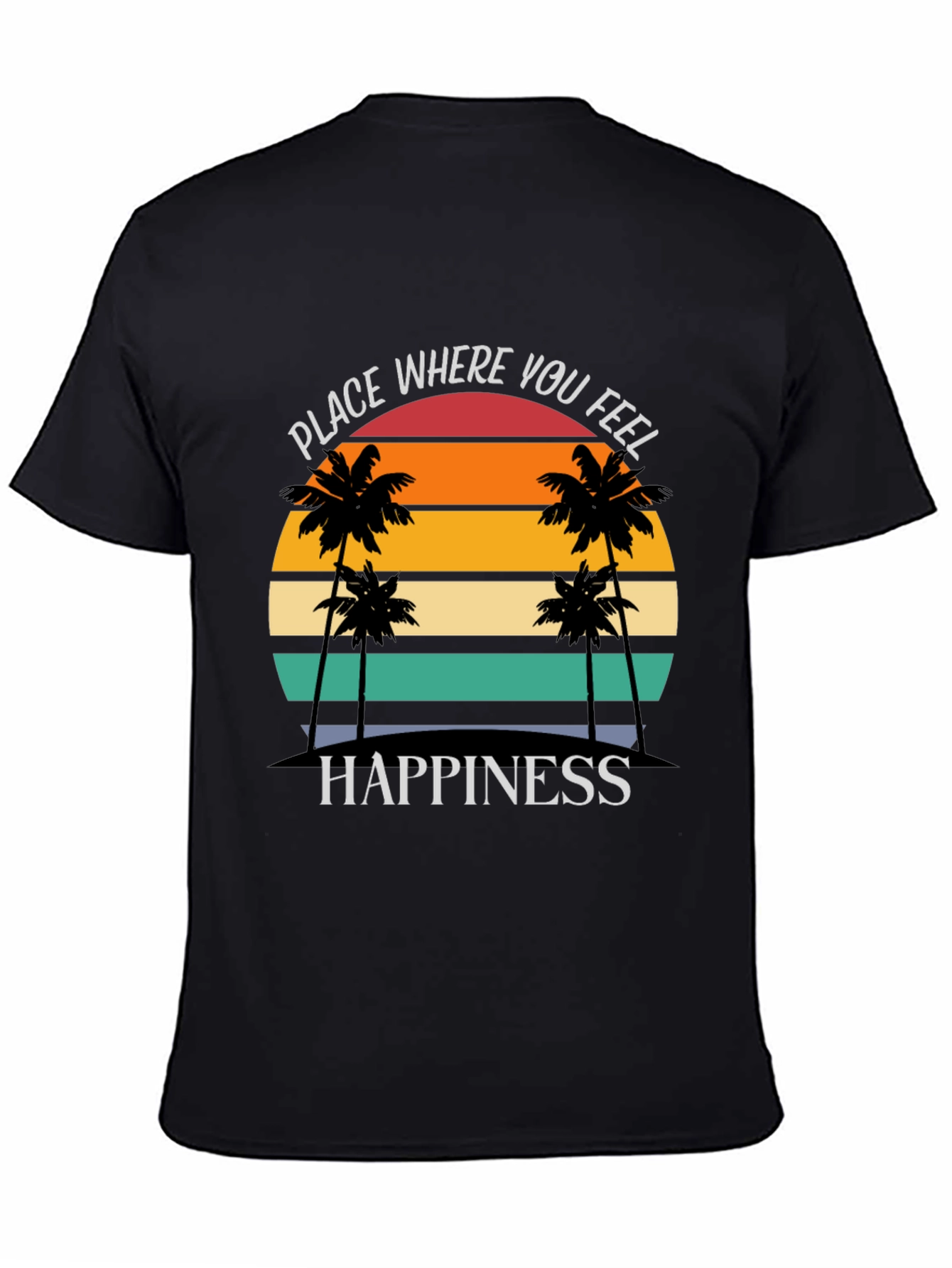 Black Tropical Sunset Happiness Graphic Tee view 4
