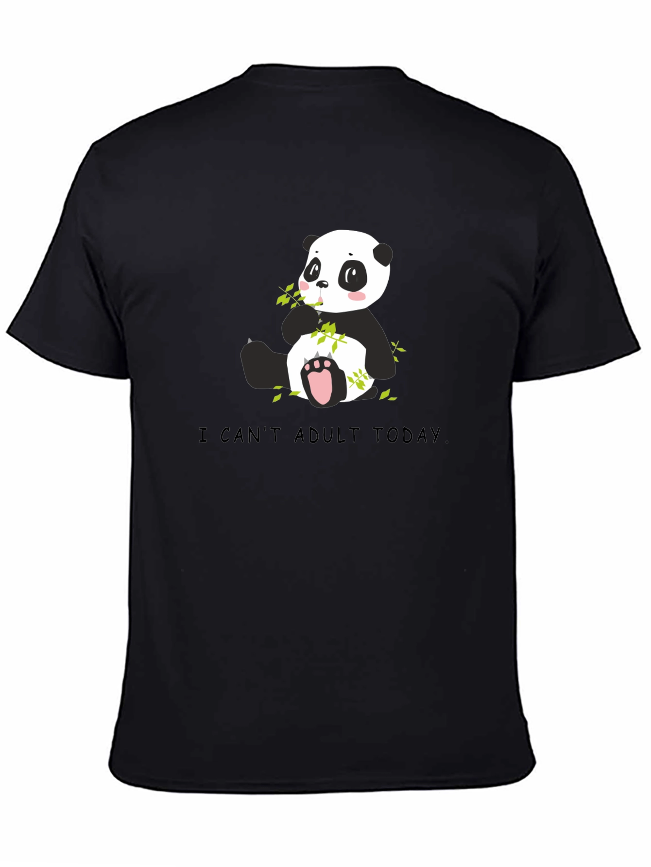 Black Cute Panda T-Shirt - I Can't Adult Today Graphic Tee view 4