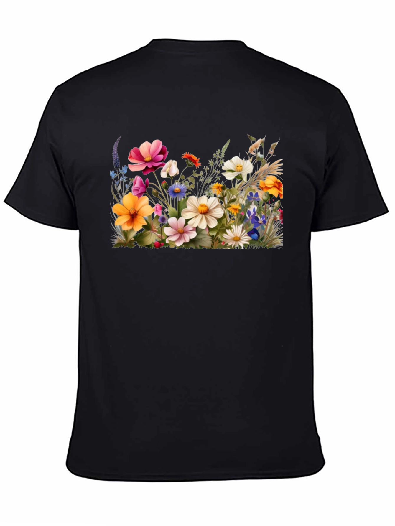 Black Floral Print Black T-Shirt view 4
