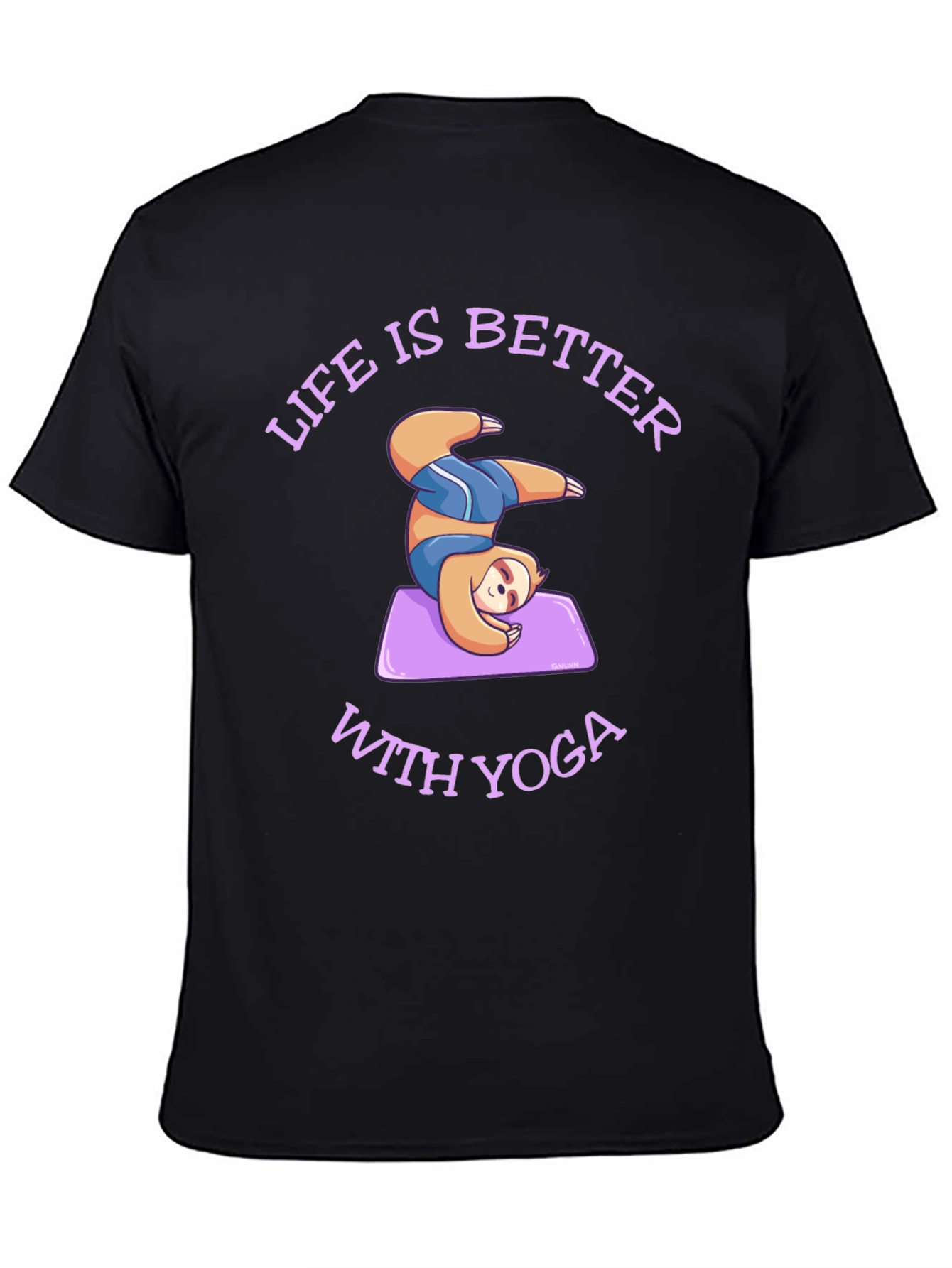 Black Sloth Yoga T-Shirt: Life is Better With Yoga view 4